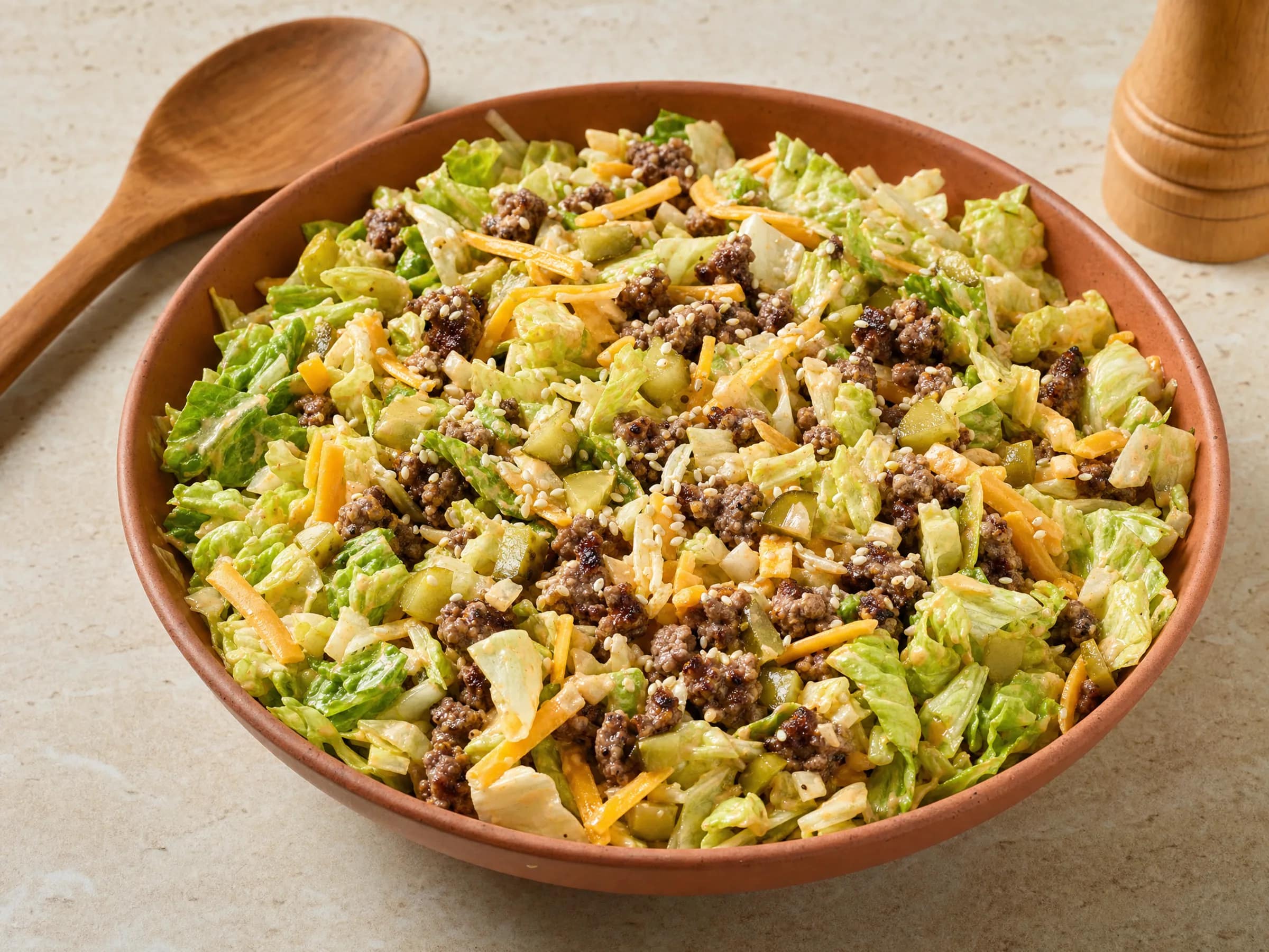 Big-Mac-Salat mit Rinderhack und Burger-Dressing