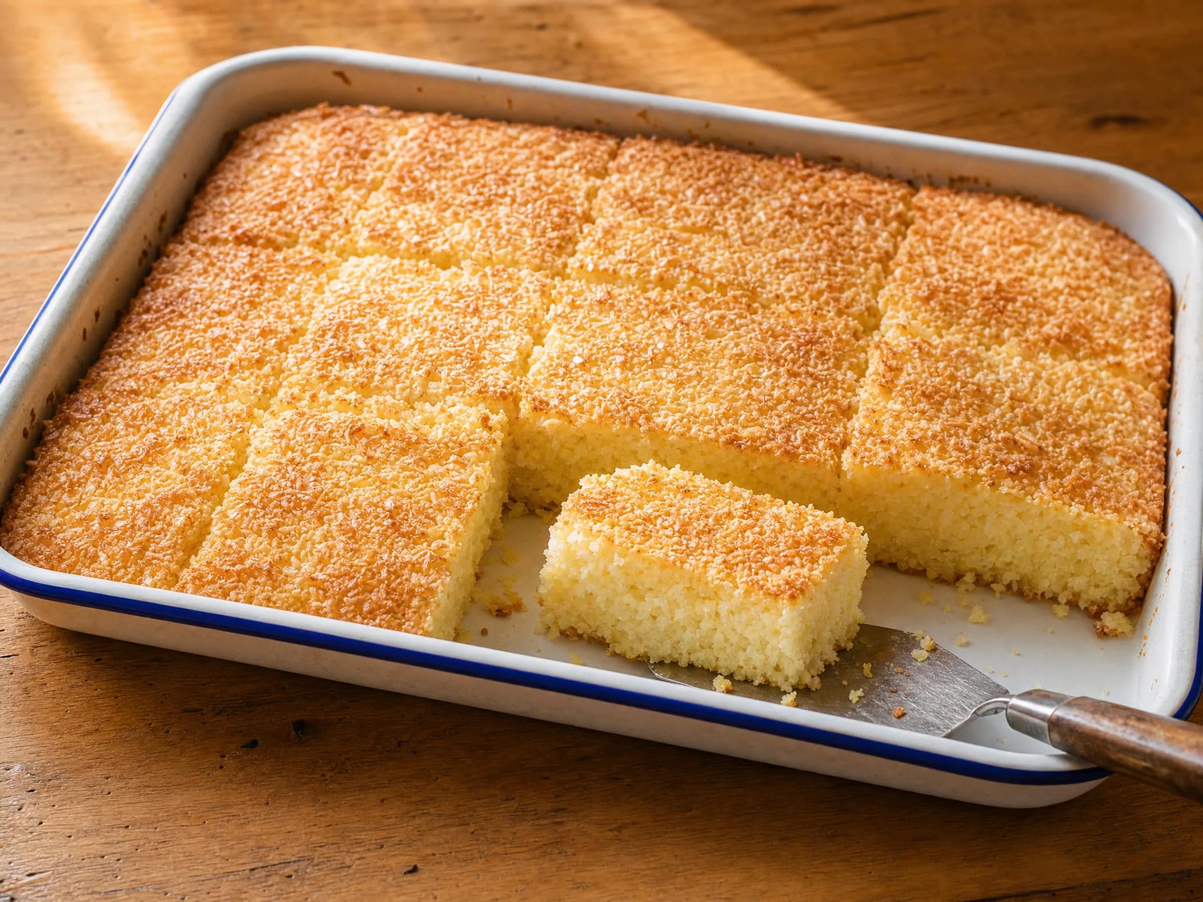 Buttermilchkuchen vom Blech mit Kokos