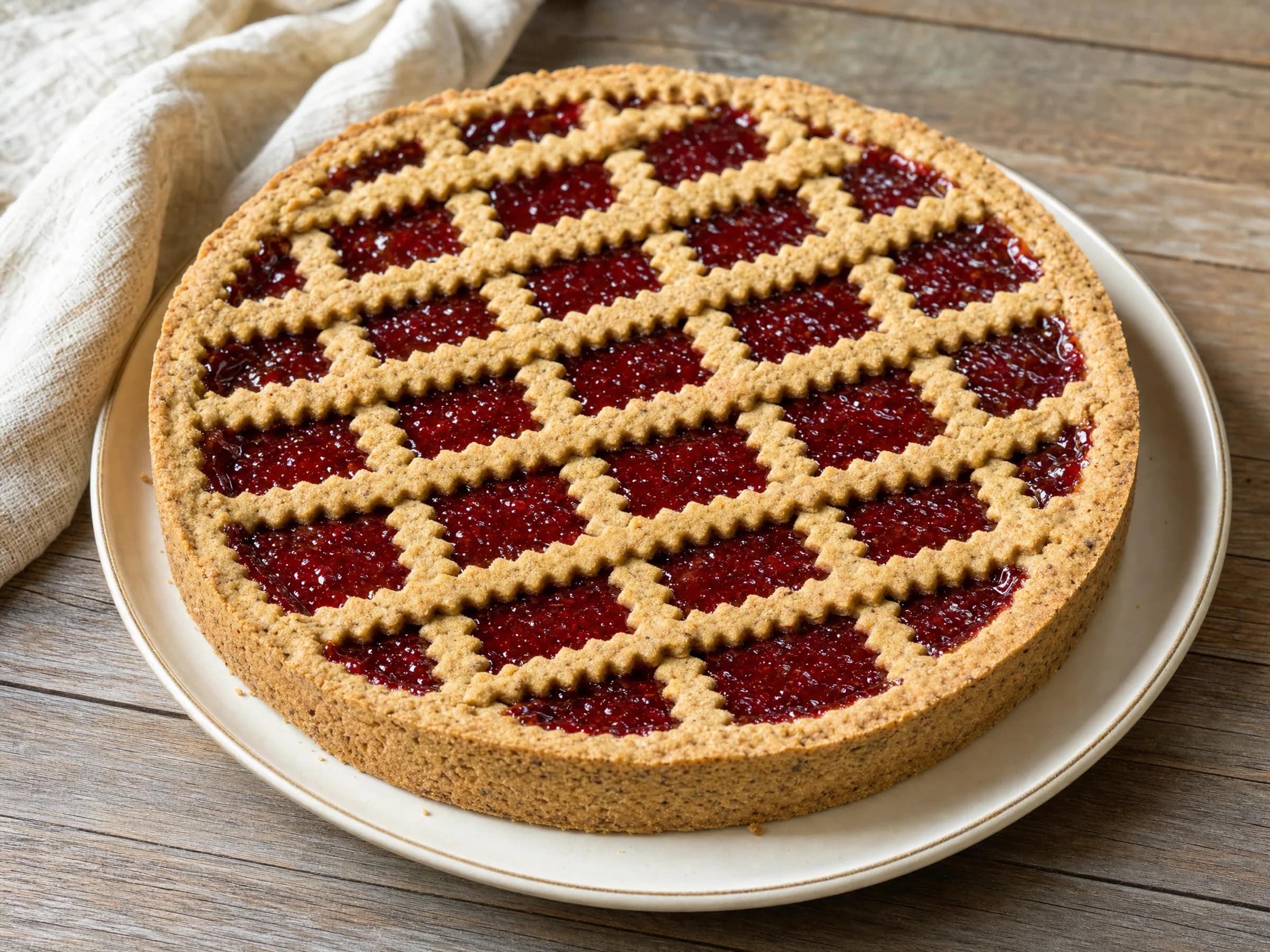 Linzer Torte mit Nuss-Mürbeteig und Johannisbeergelee