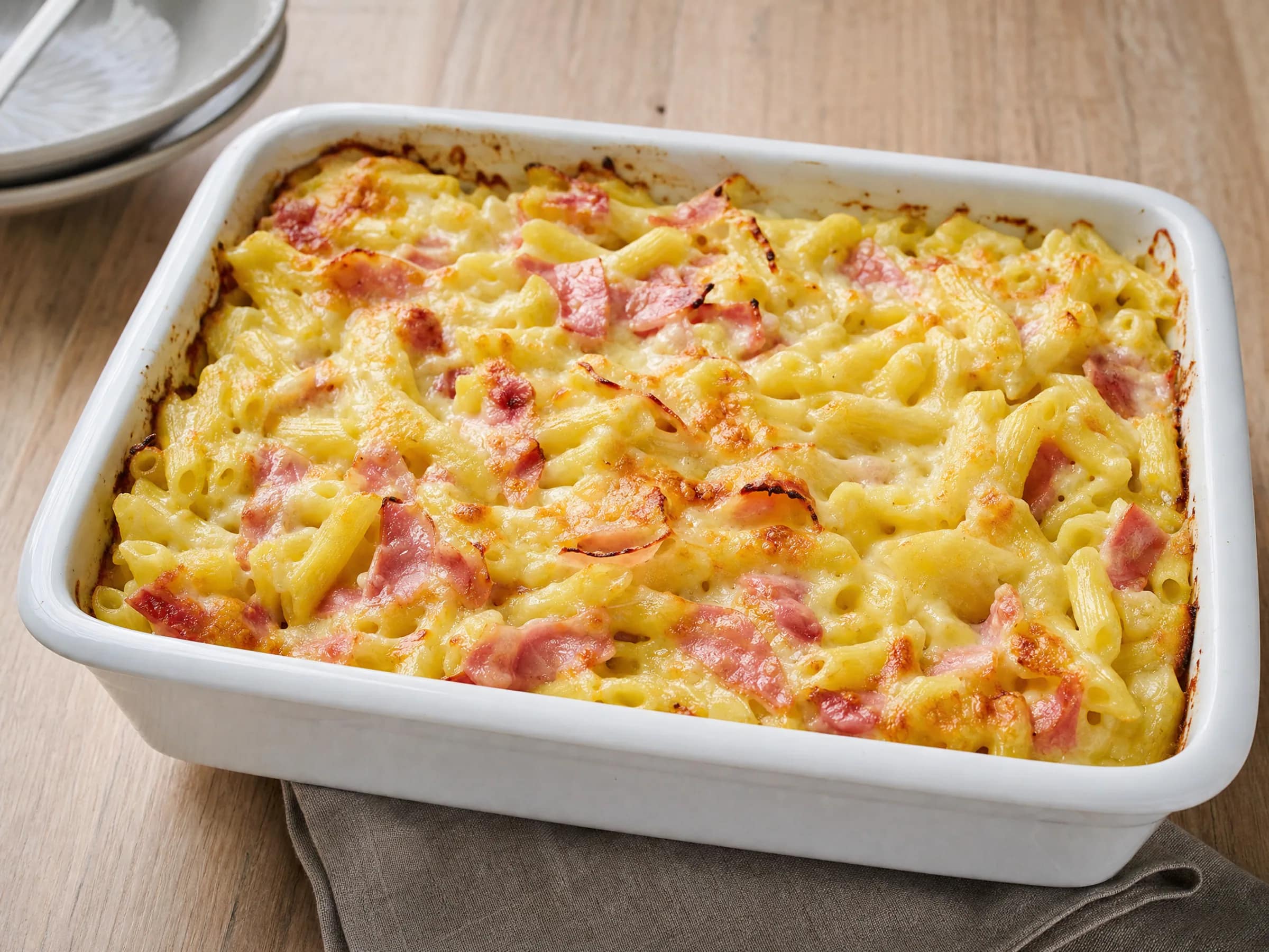 Nudel-Schinken-Auflauf mit Kochschinken und Gouda