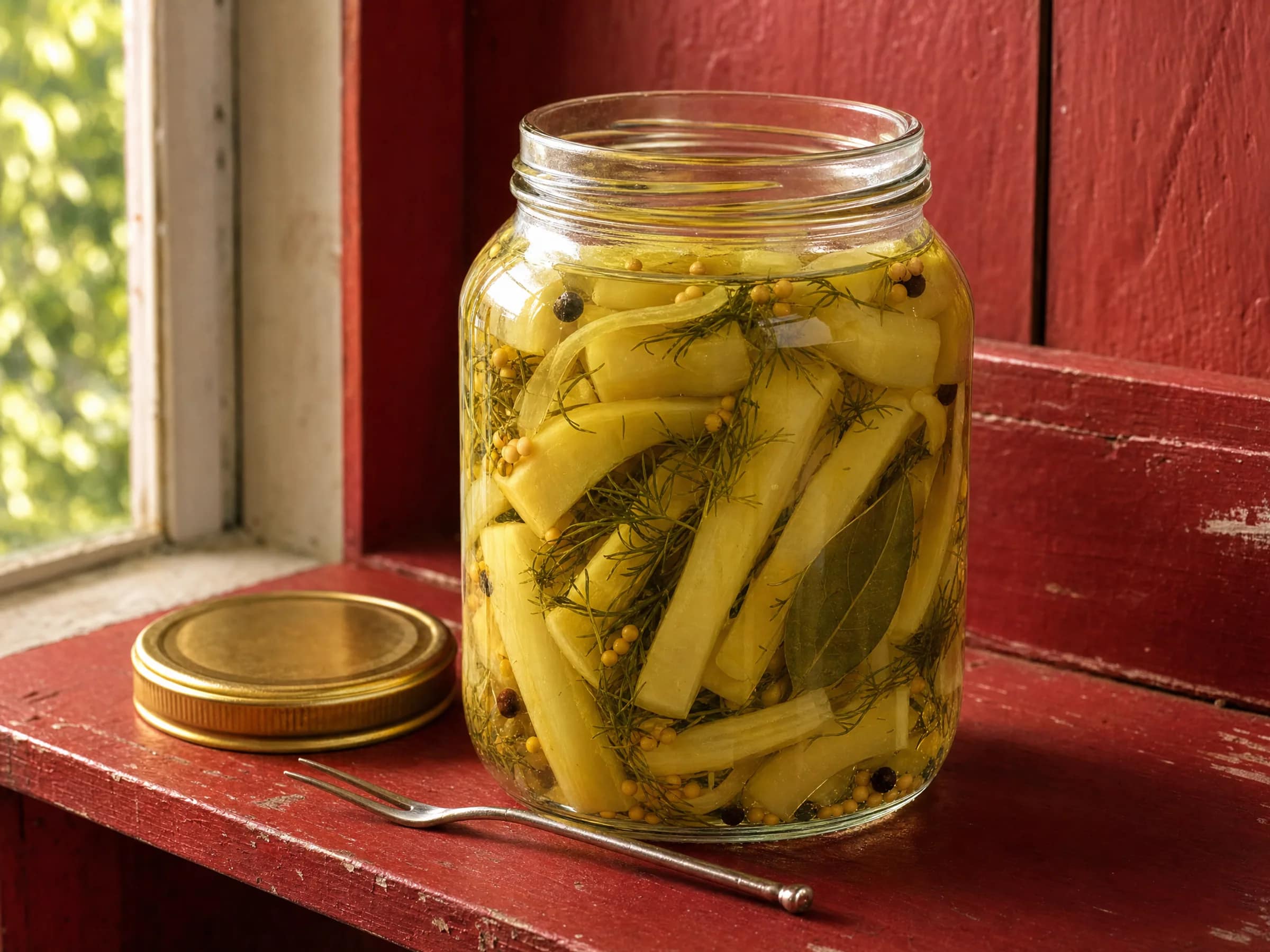 Senfgurken süß-sauer mit Dill und Senfkörnern einkochen