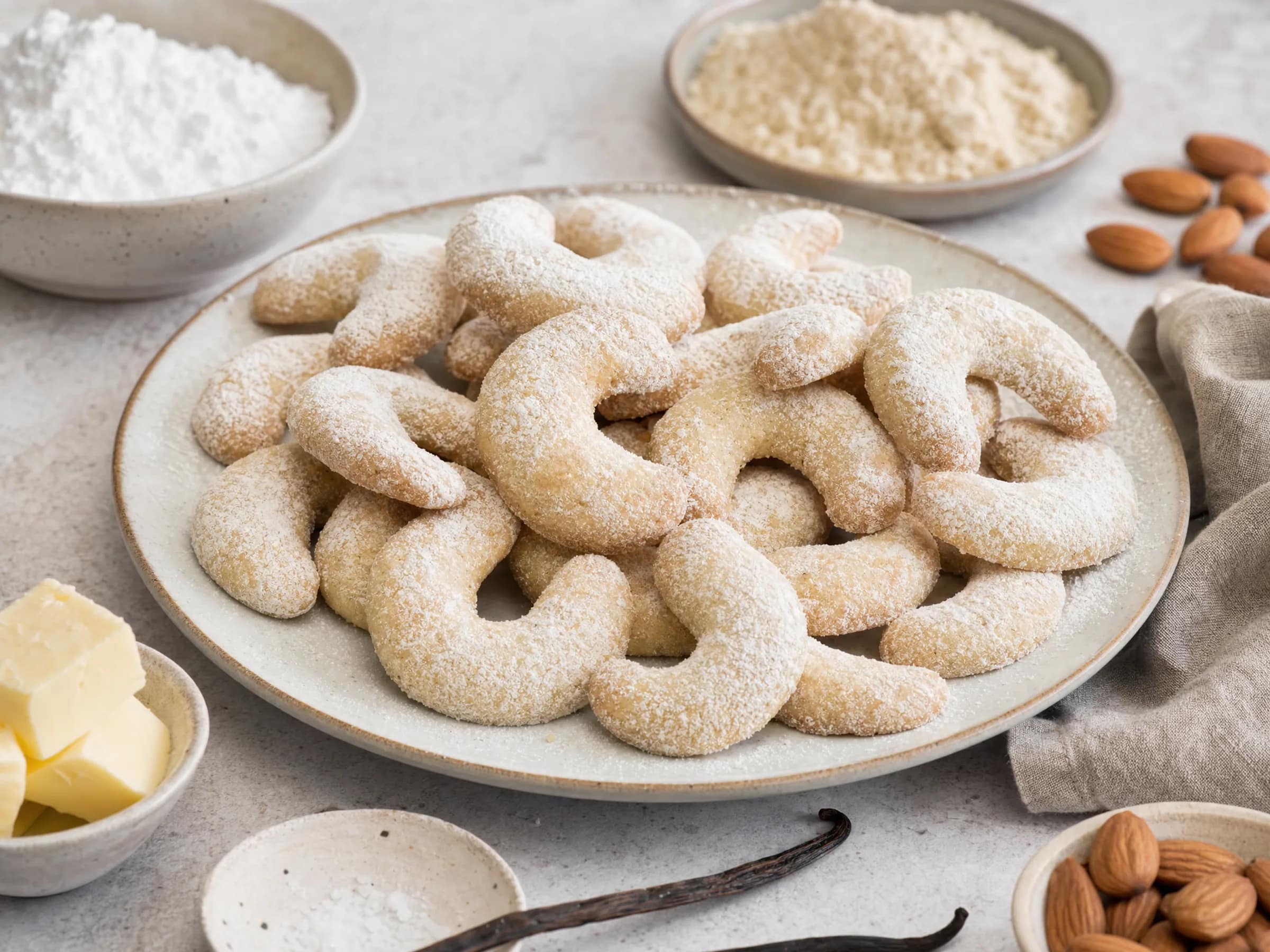 Vanillekipferl mit Mandeln – mürb und ohne Ei
