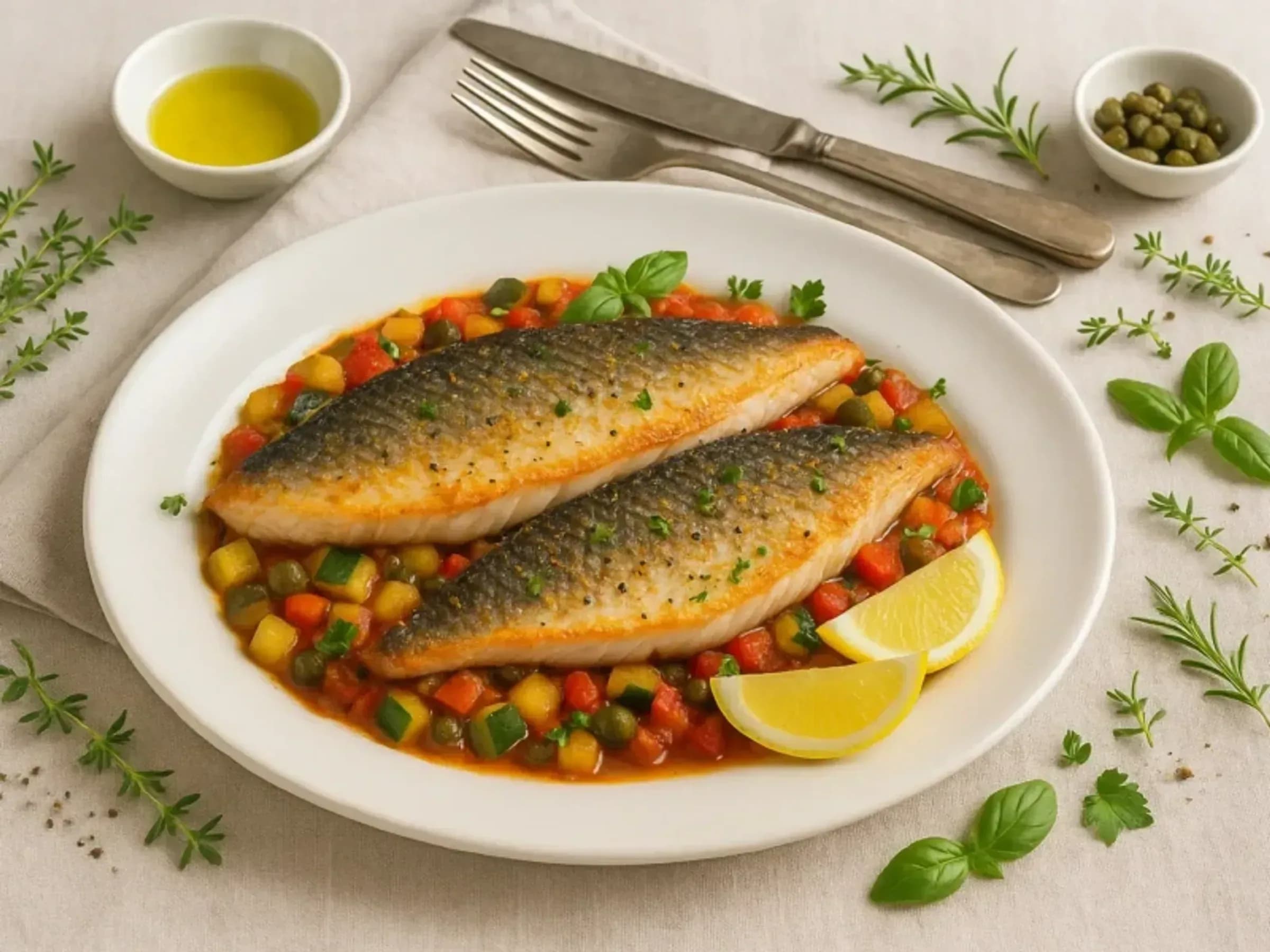 Loup de Mer auf Ratatouille