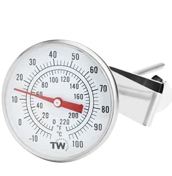 Milchthermometer, ideal für Milchkäse, Joghurt, Kaffee, mit Sonde (165 mm lang)