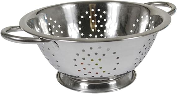 BURI Küchensieb 24 cm aus Edelstahl, feinmaschiger Seiher mit Standfuß für Gemüse, Pasta und Küchenarbeiten