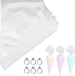 100 Stück Spritzbeutel Einweg, Profi Einweg Spritzbeutel, Mittel Spritzbeutel für Dekorieren Von Gebäck, Torten Geeignet, Keksen, Hausbacken(Transparent)