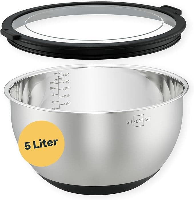 SILBERTHAL Edelstahl-Rührschüssel mit Deckel, 5 l