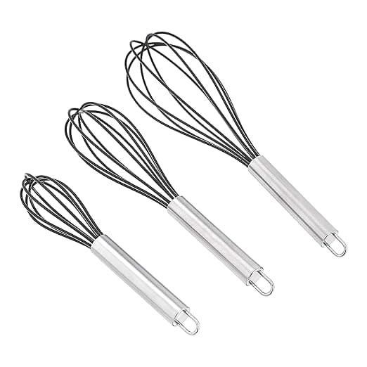 Amazon Basics Schneebesen-Set aus Edelstahl und Silikon