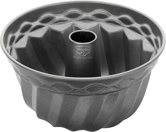 Dr. Oetker Gugelhupfform Ø 24 cm, Backform für Gugelhupf, runde Bundform aus Stahl mit keramisch verstärkter Antihaft-Beschichtung (Farbe: grau), Menge: 1 Stück