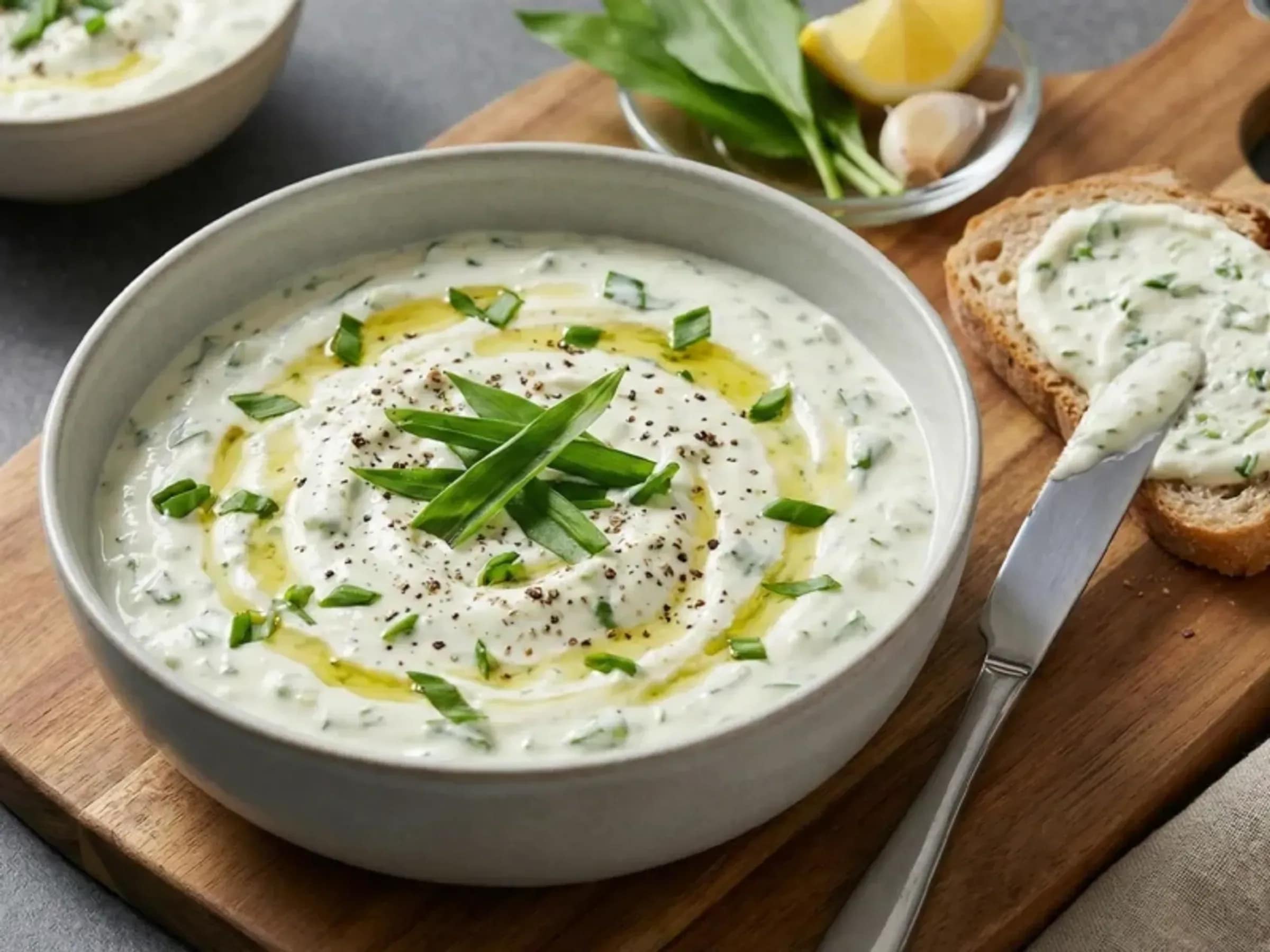 Bärlauch-Dip mit Quark und Schmand