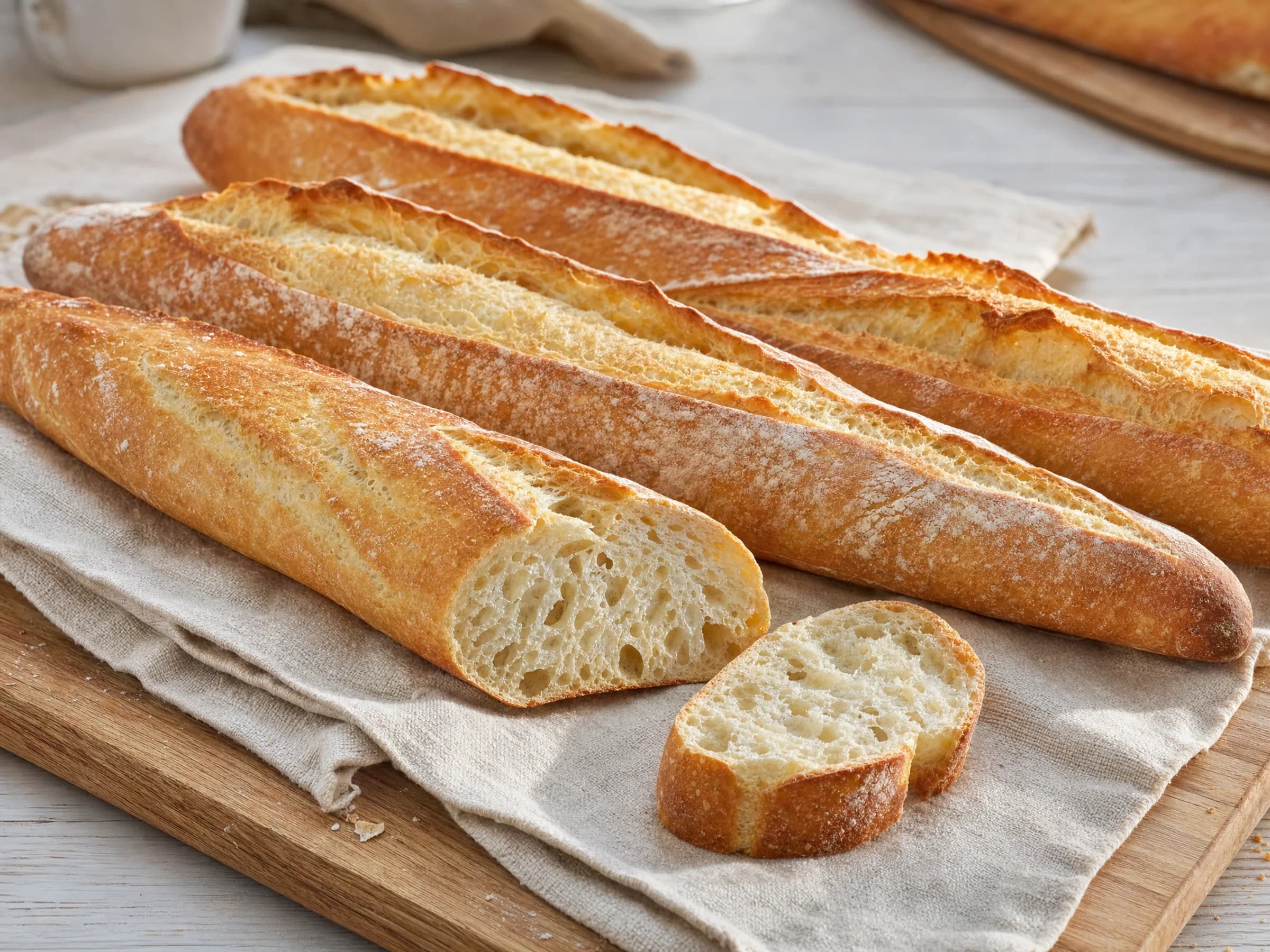 Baguette selber backen: Grundrezept Rezeptfoto Baguette selber backen: Grundrezept fertig angerichtet