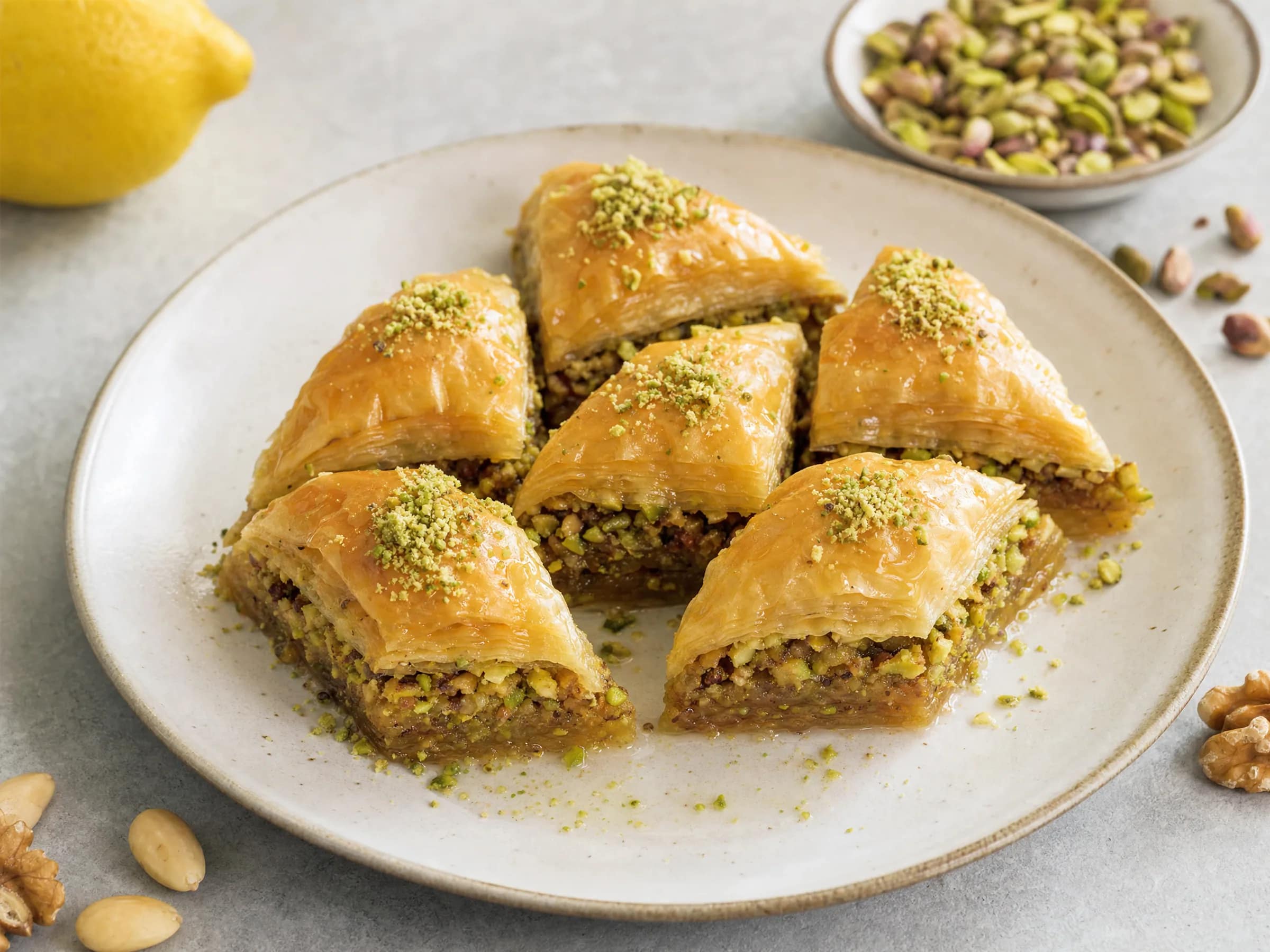 Baklava mit Filoteig, Pistazien und kaltem Sirup