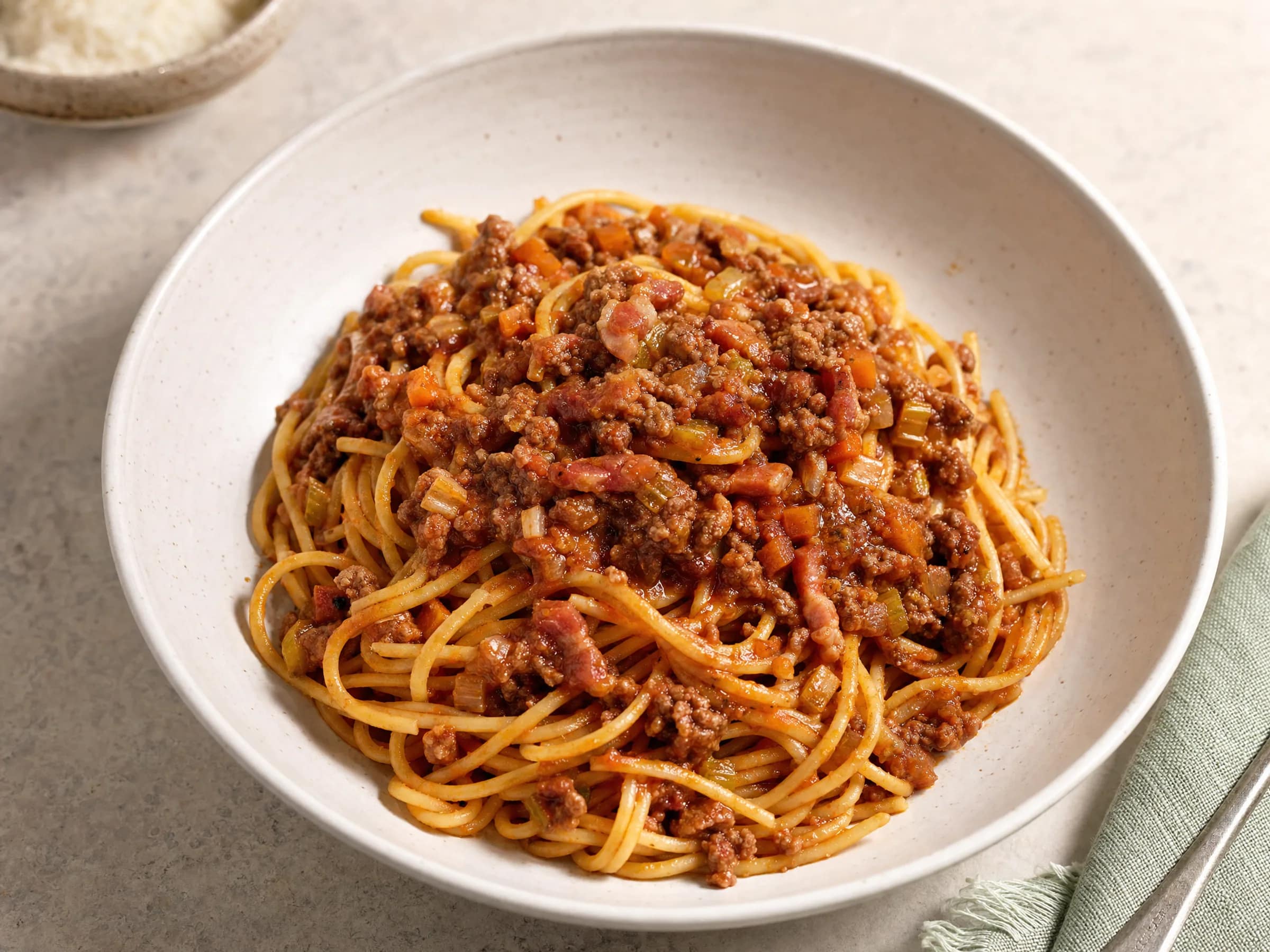 Spaghetti Bolognese mit langsam geschmortem Ragù
