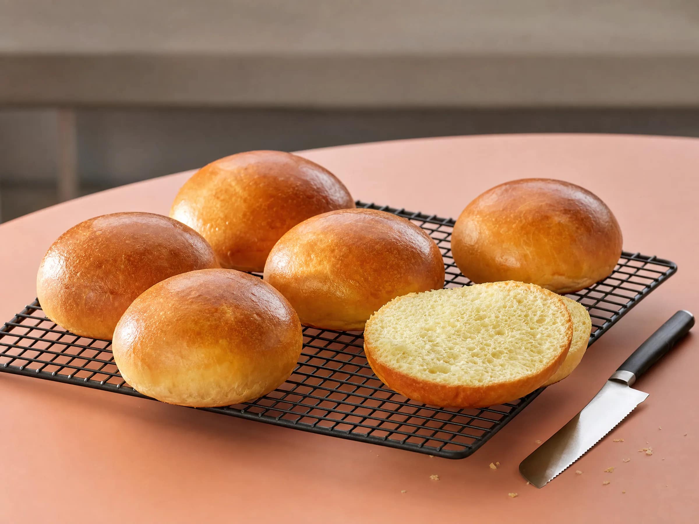 Brioche-Burger-Buns mit kalter Gare
