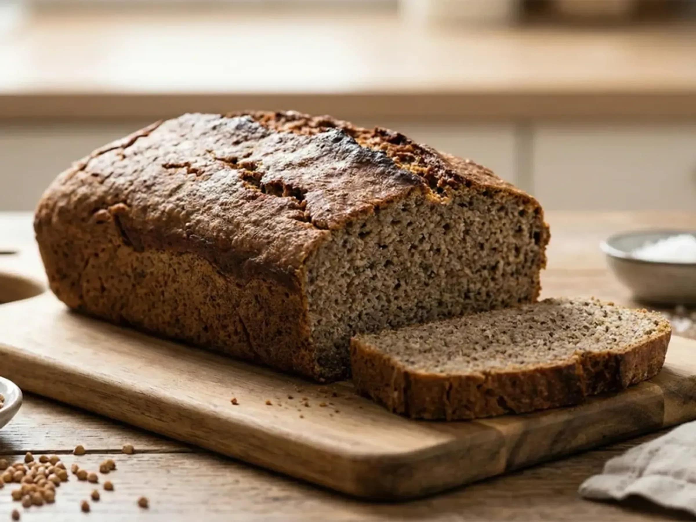 Veganes Buchweizenbrot mit ganzen Flohsamenschalen