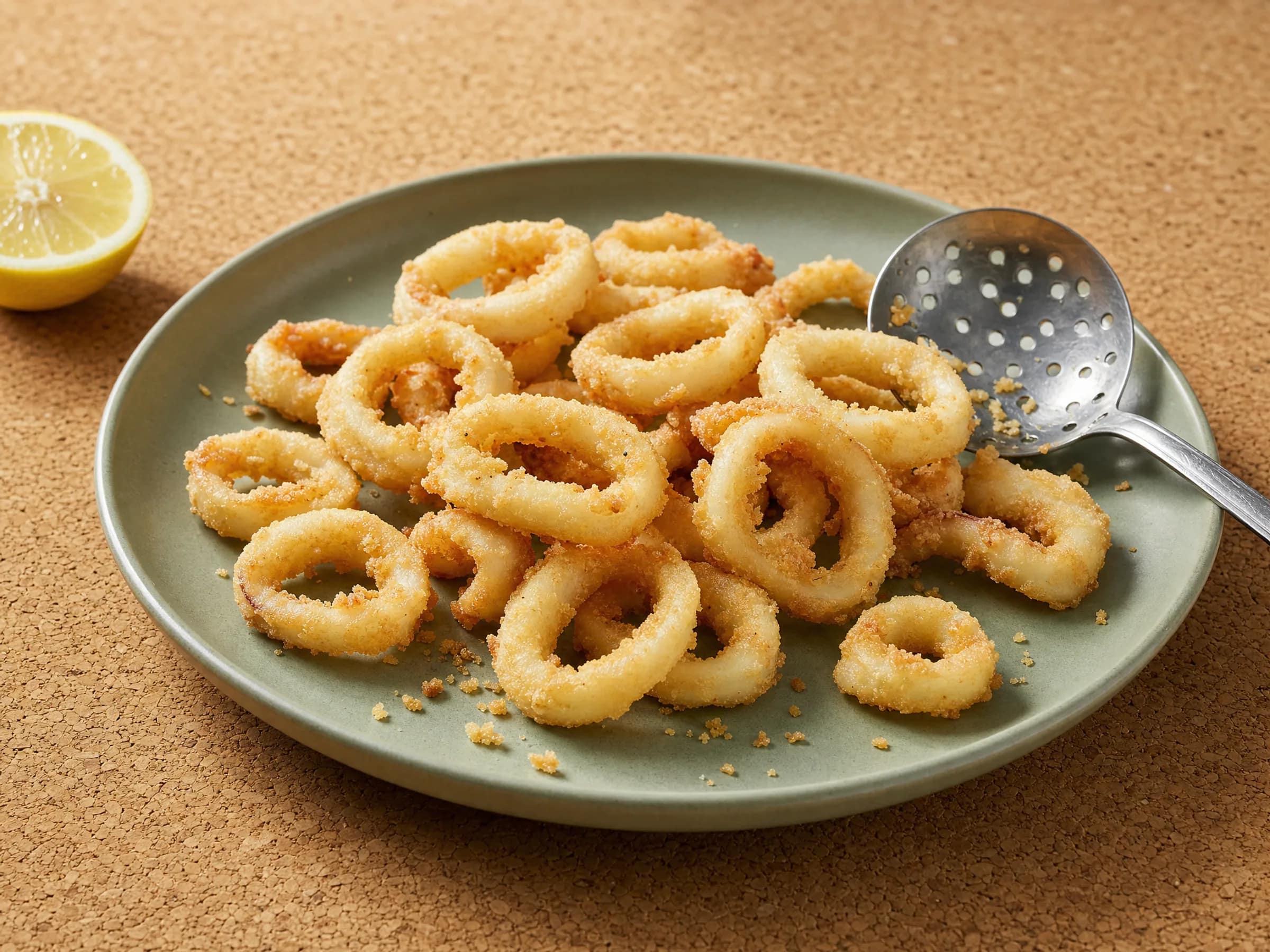 Calamari fritti mit dünner Mehl-Stärke-Panade