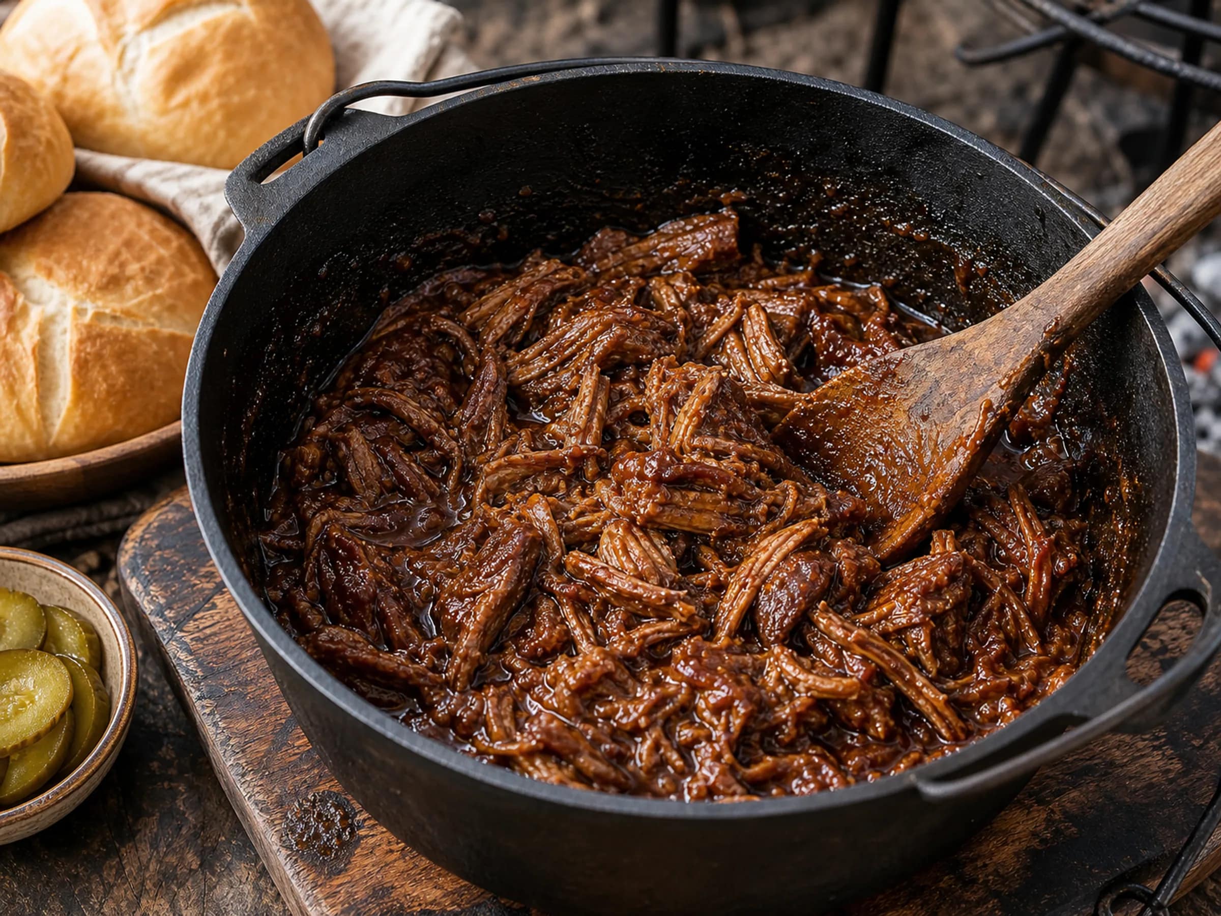 Colafleisch aus dem Dutch Oven Zartes Colafleisch in dunkler würziger Sauce