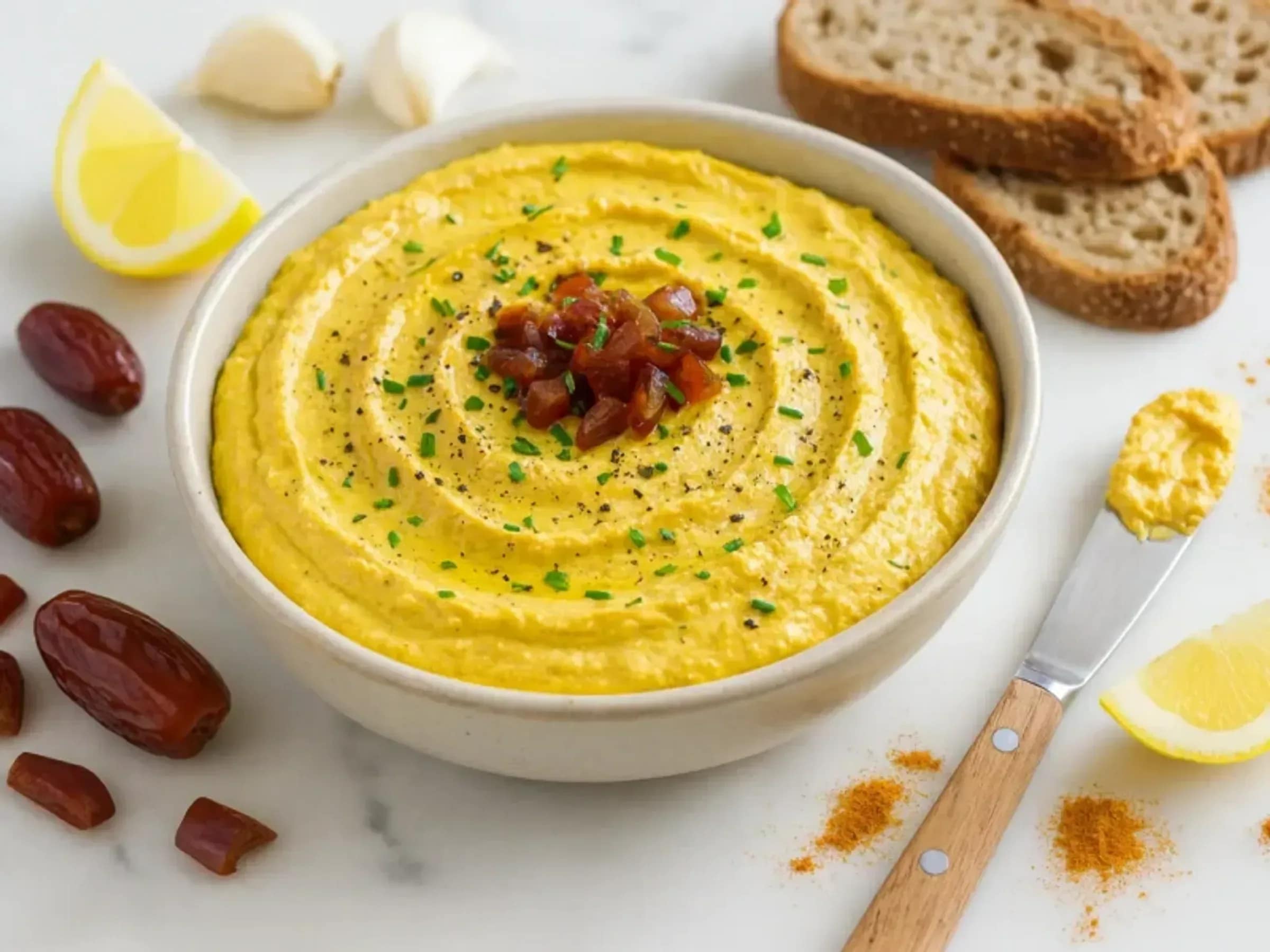 Cremiger Dattel-Curry-Dip mit Frischkäse