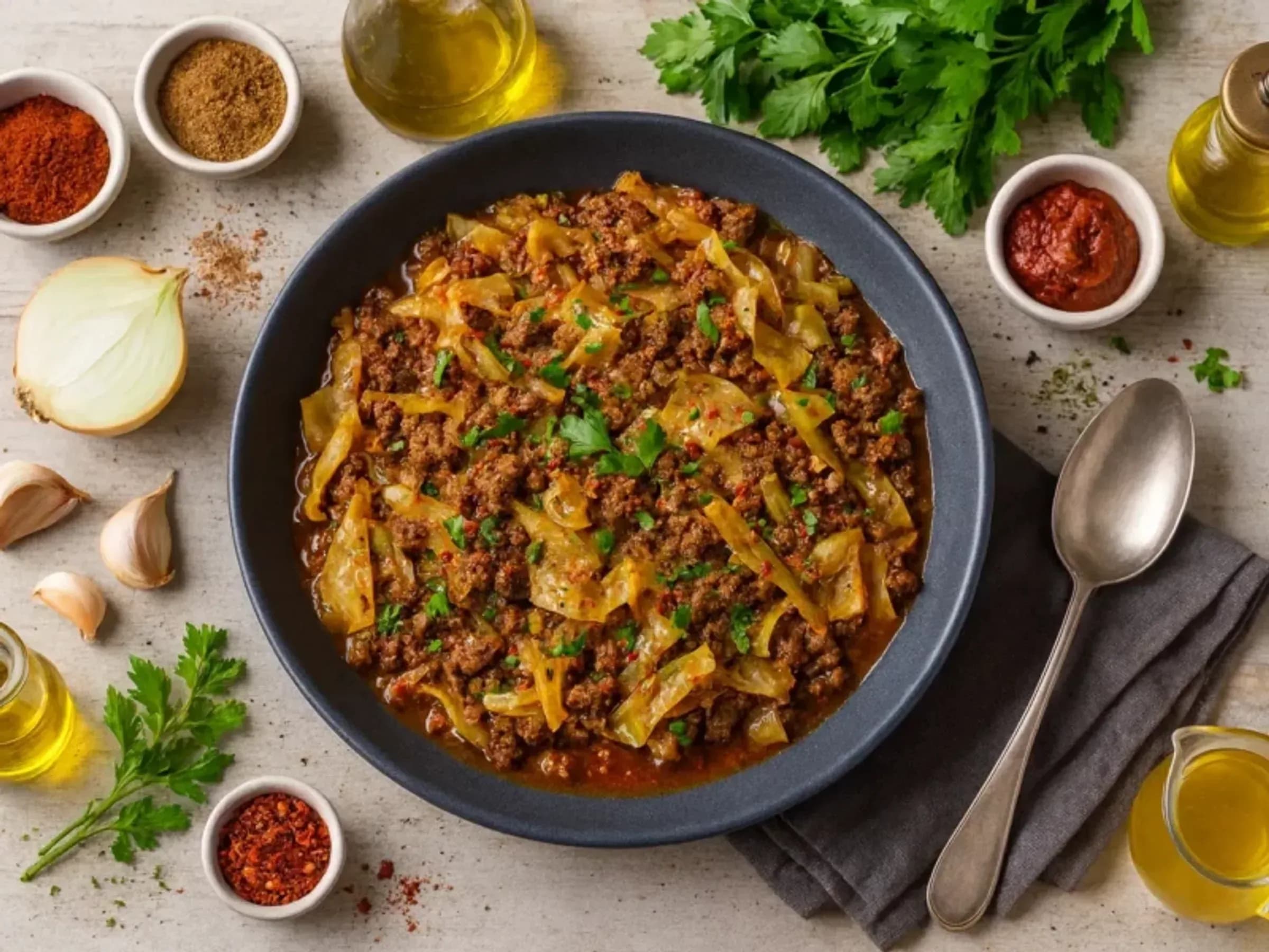 Deftige Hack-Spitzkohl-Pfanne