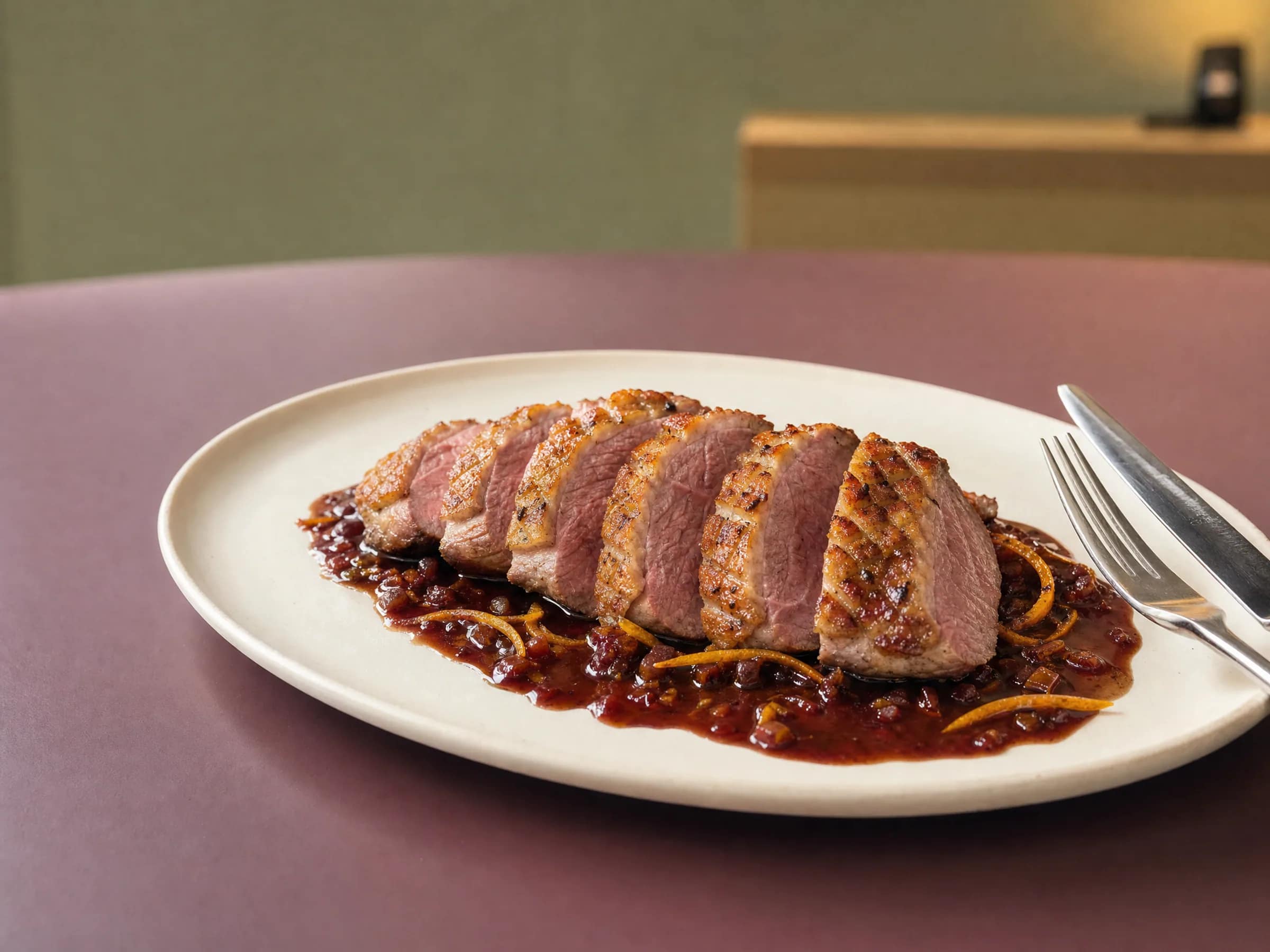 Entenbrust mit Rotwein-Orangen-Soße
