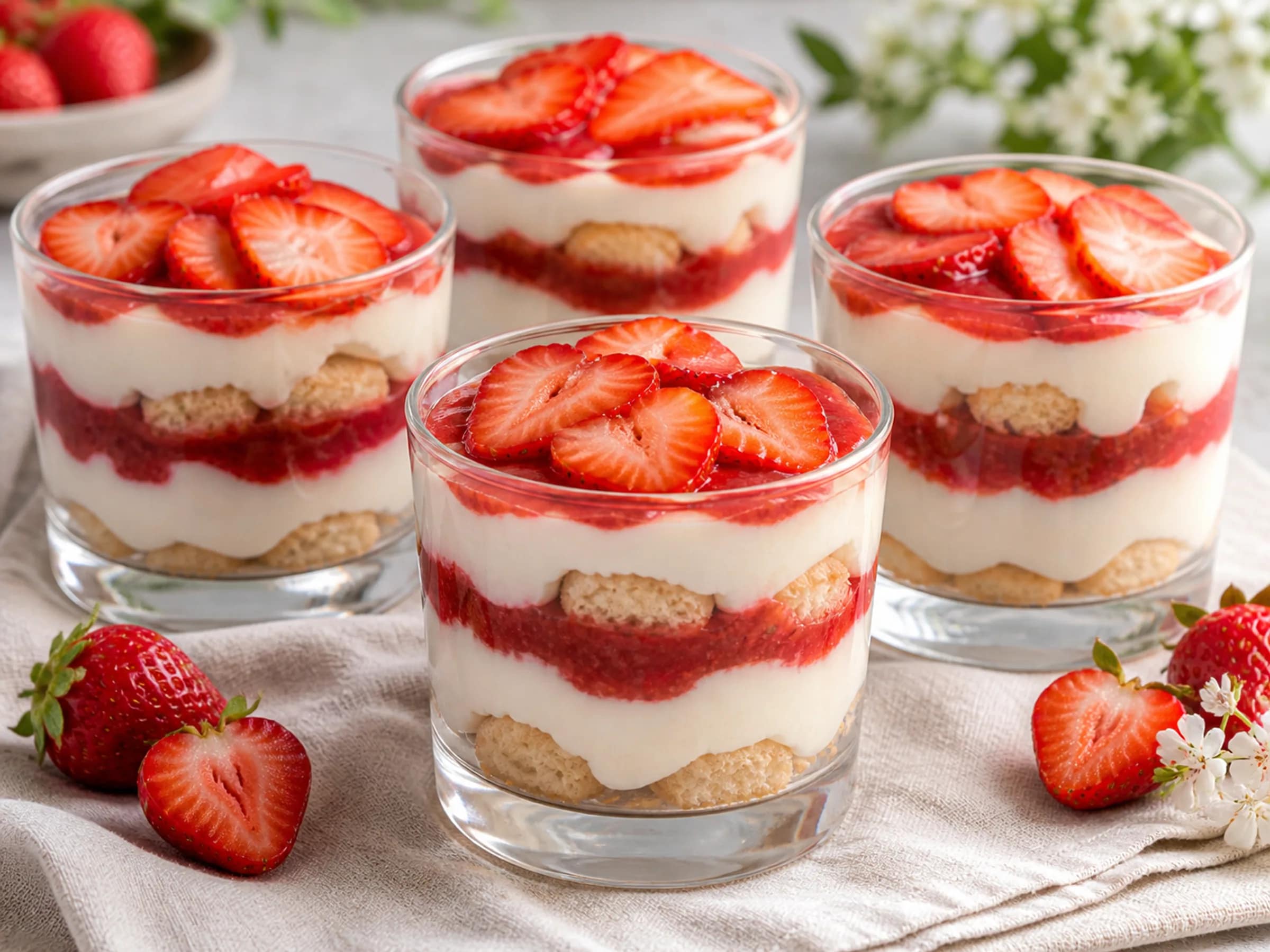 Erdbeer-Tiramisu im Glas ohne rohes Ei und Alkohol