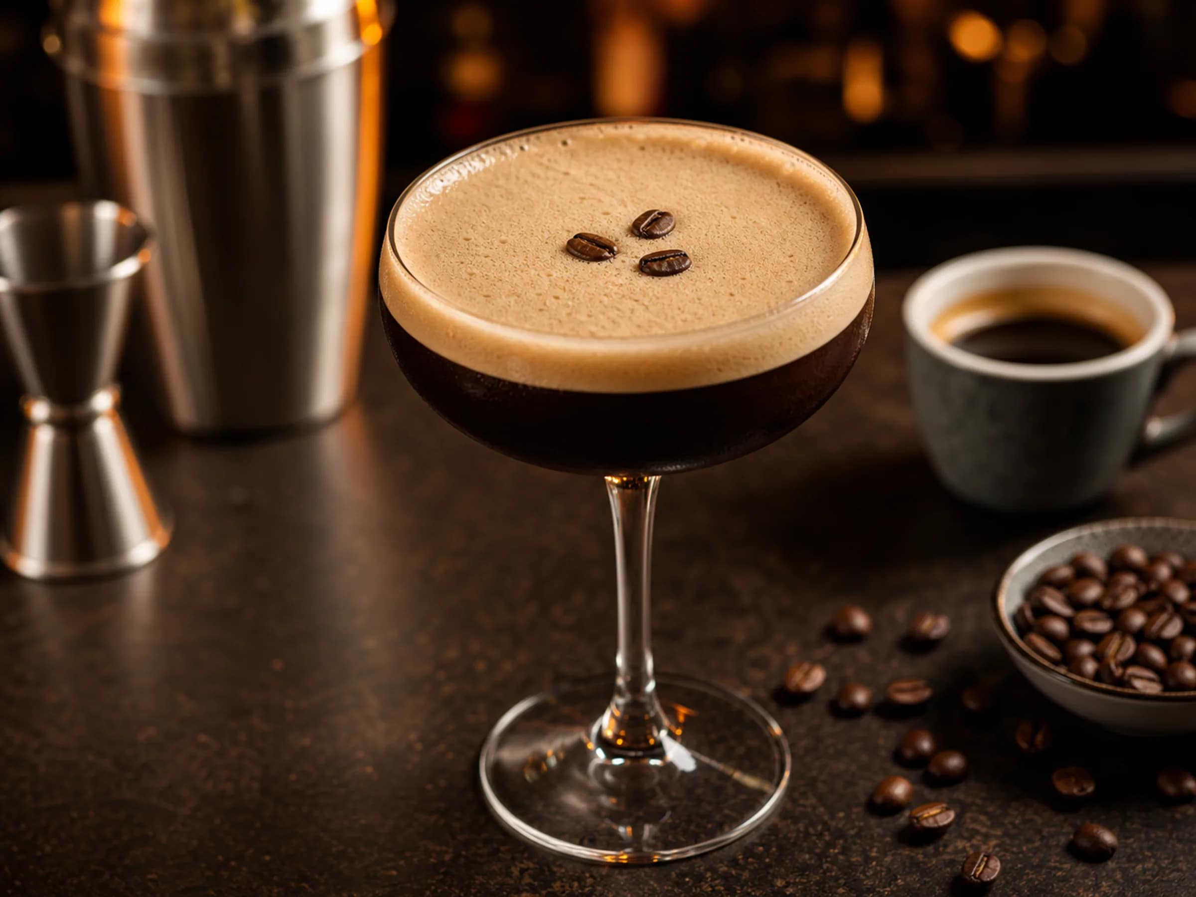 Espresso Martini mit feiner Schaumschicht