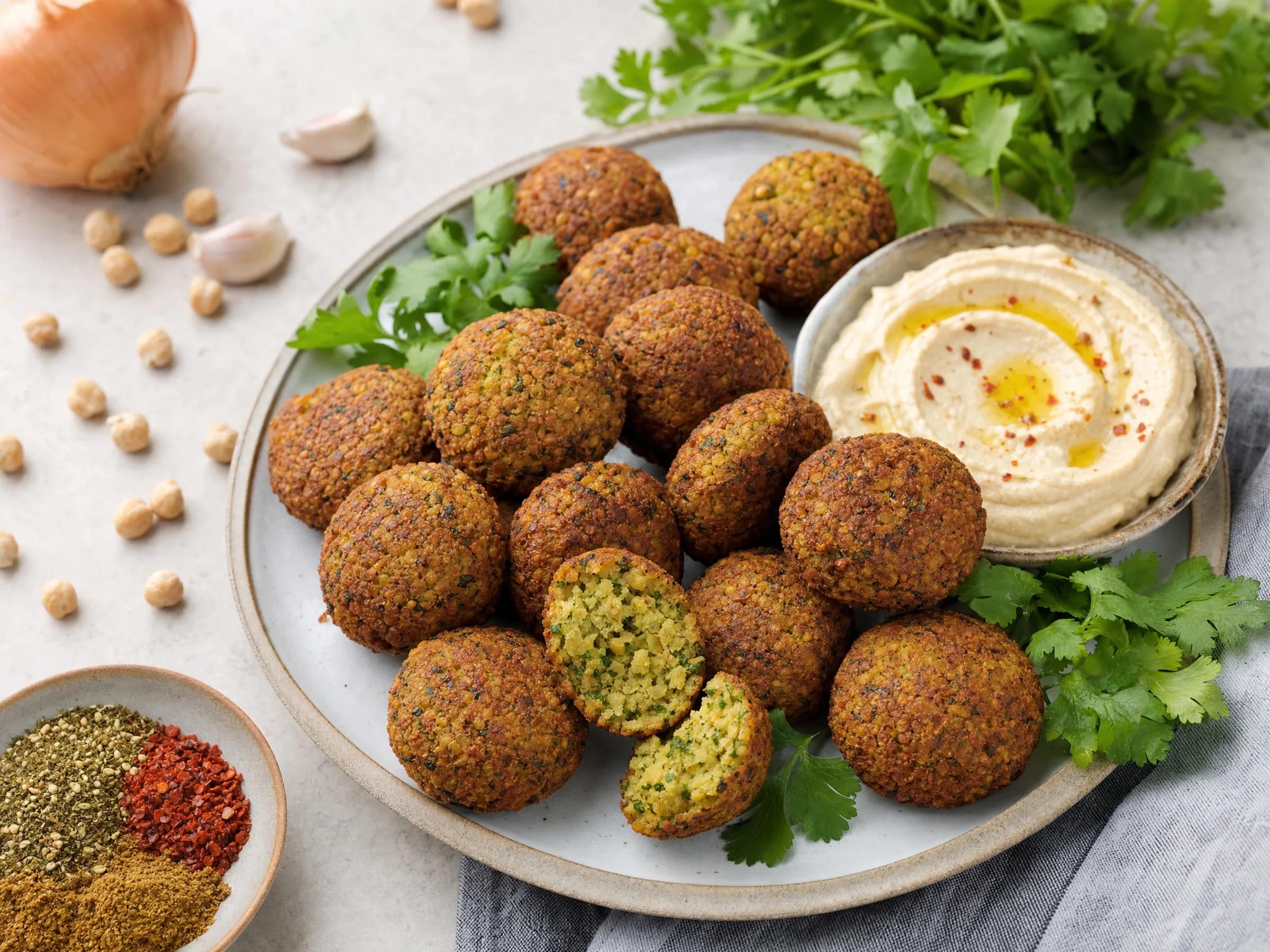 Ofen-Falafel aus eingeweichten Kichererbsen