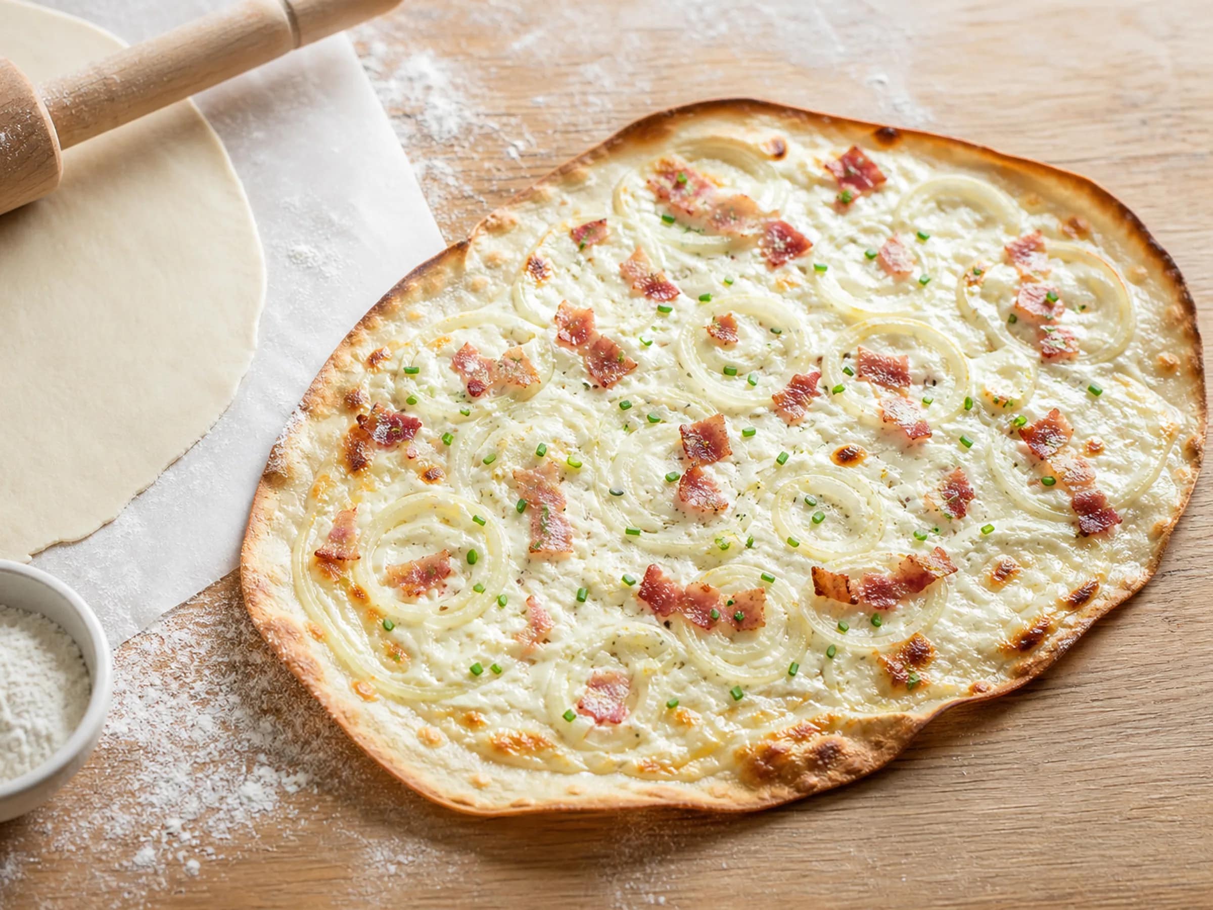 Flammkuchenteig ohne Hefe
