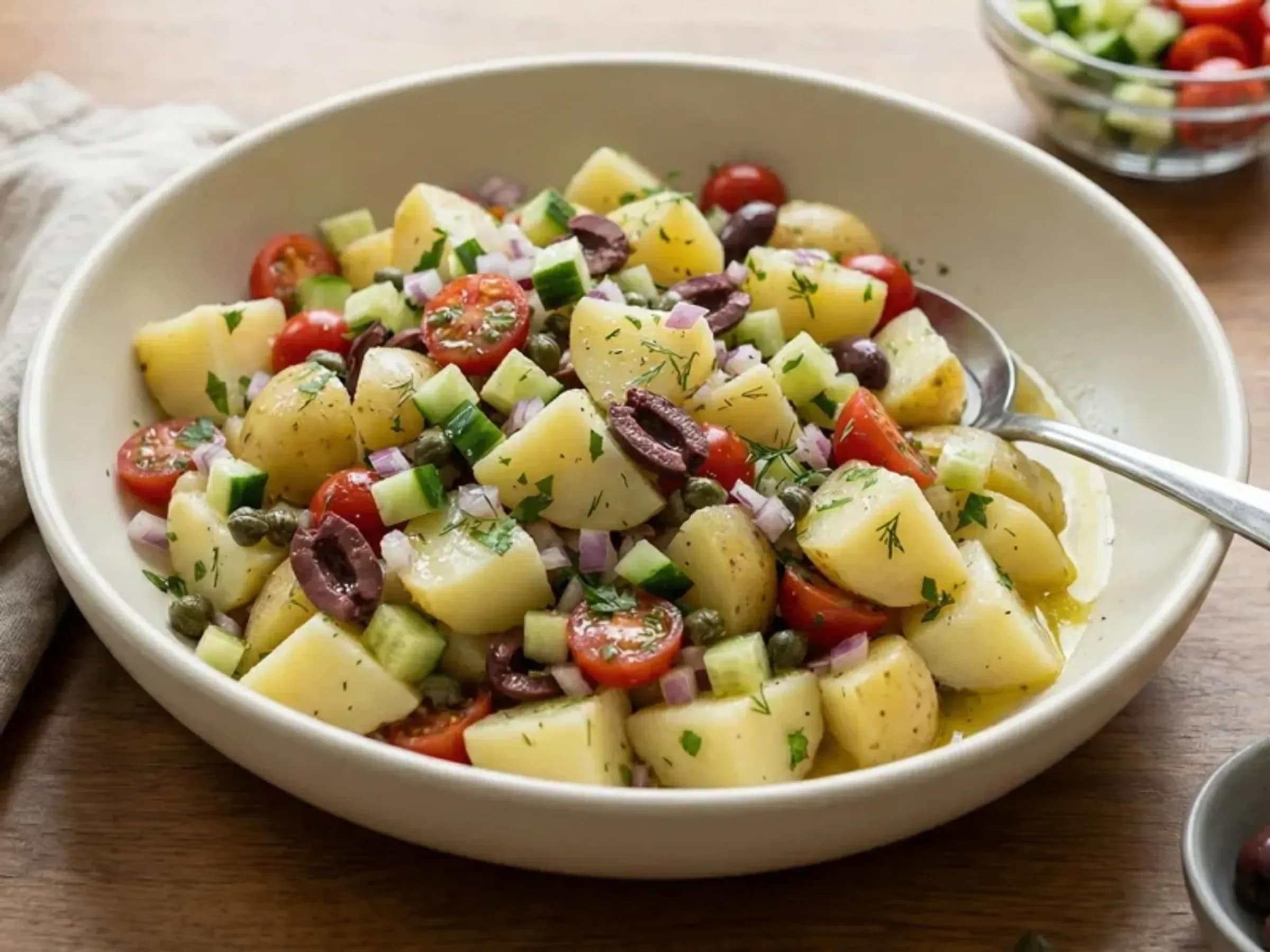 Griechischer Kartoffelsalat mit Oliven und Kapern