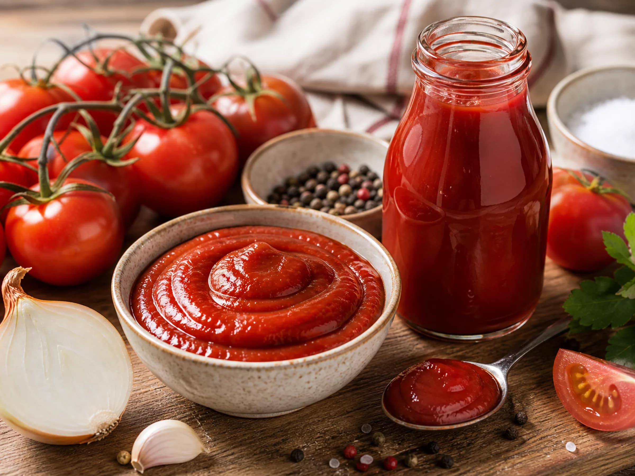 Hausgemachter Tomatenketchup aus frischen Tomaten
