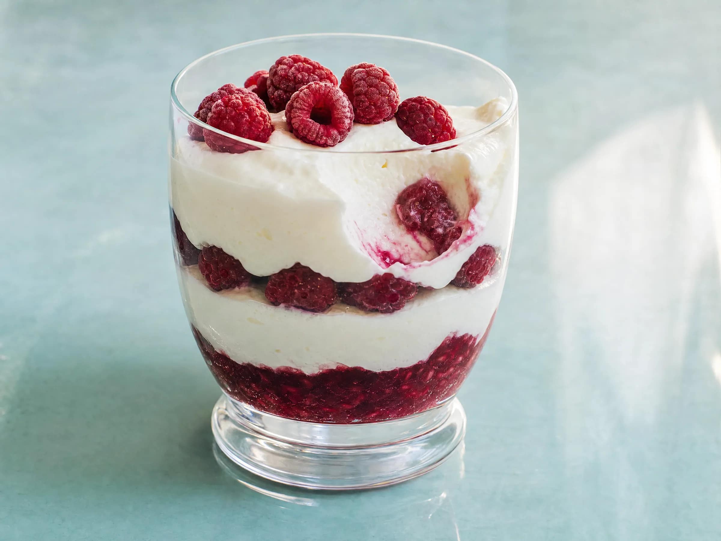Dessert mit Himbeeren im Glas – Quarkcreme ohne Gelatine