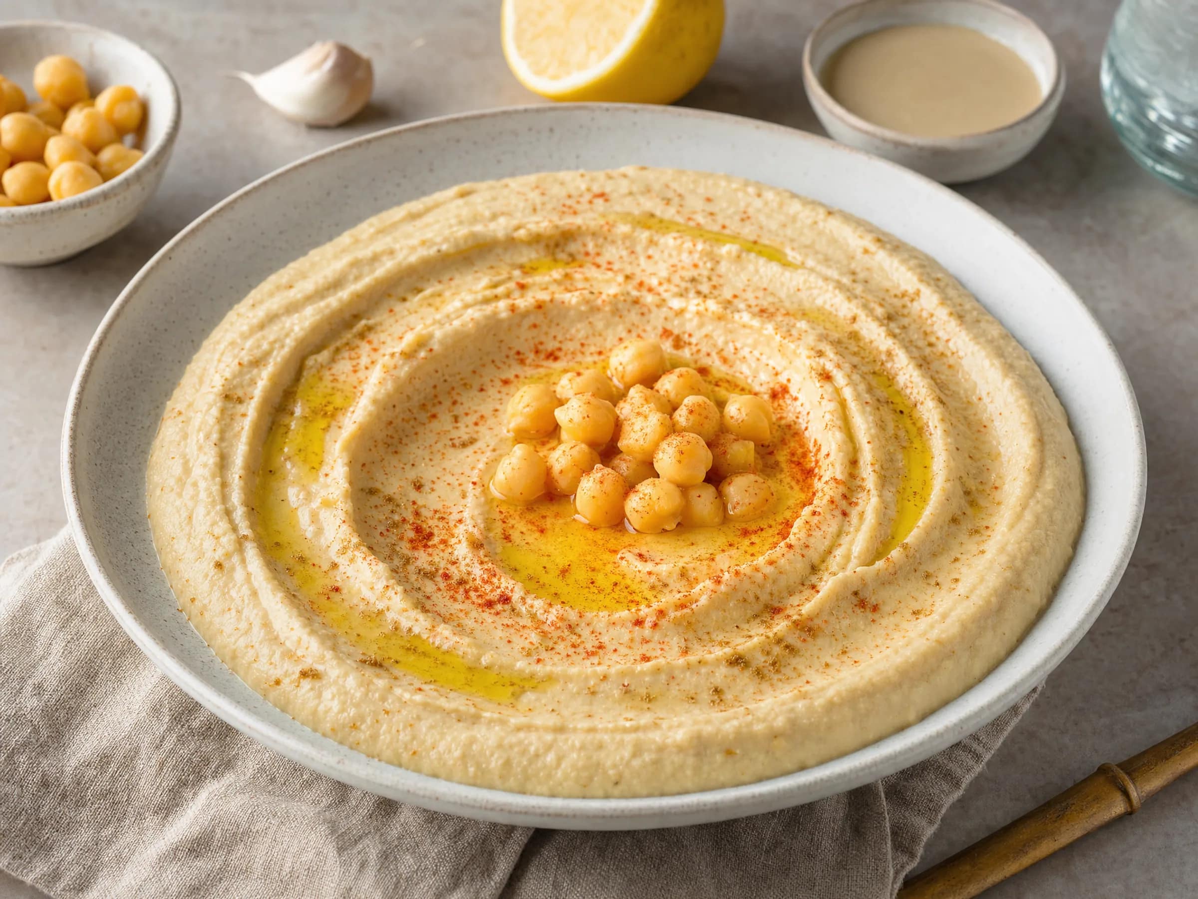 Hummus mit Tahini und Zitrone