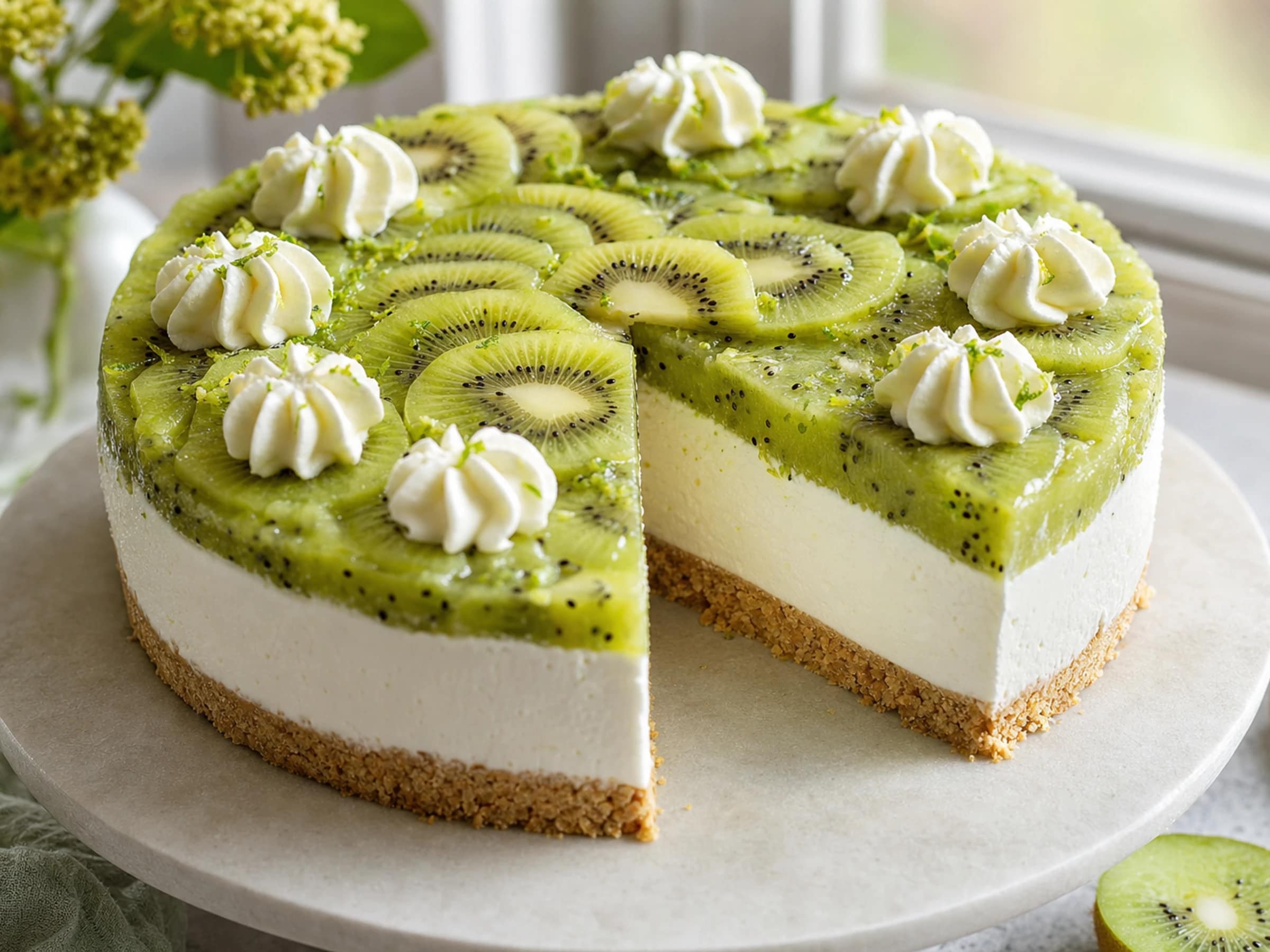 Kiwi-Torte ohne Backen mit Frischkäse