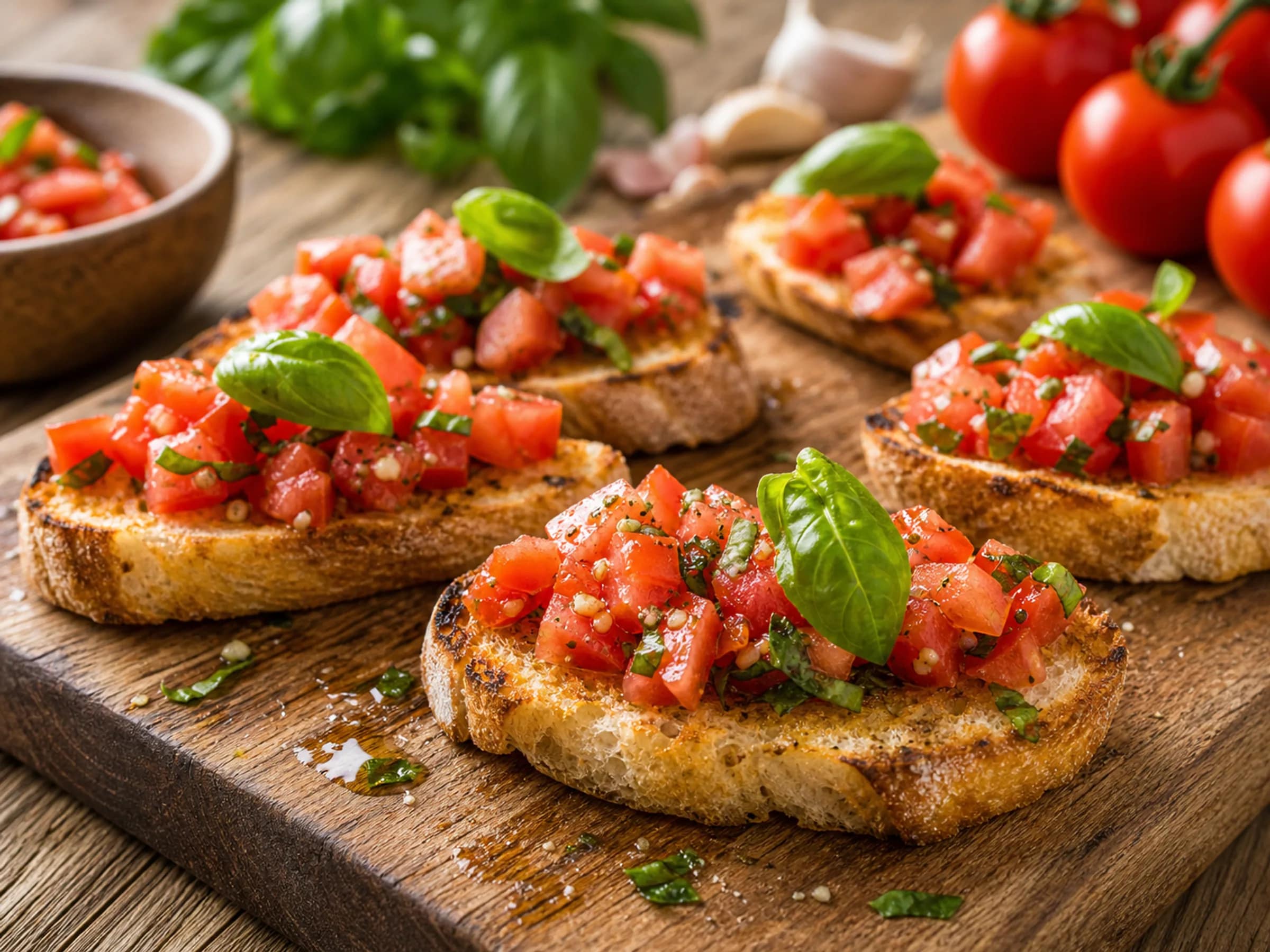 Bruschetta mit Tomaten und Basilikum