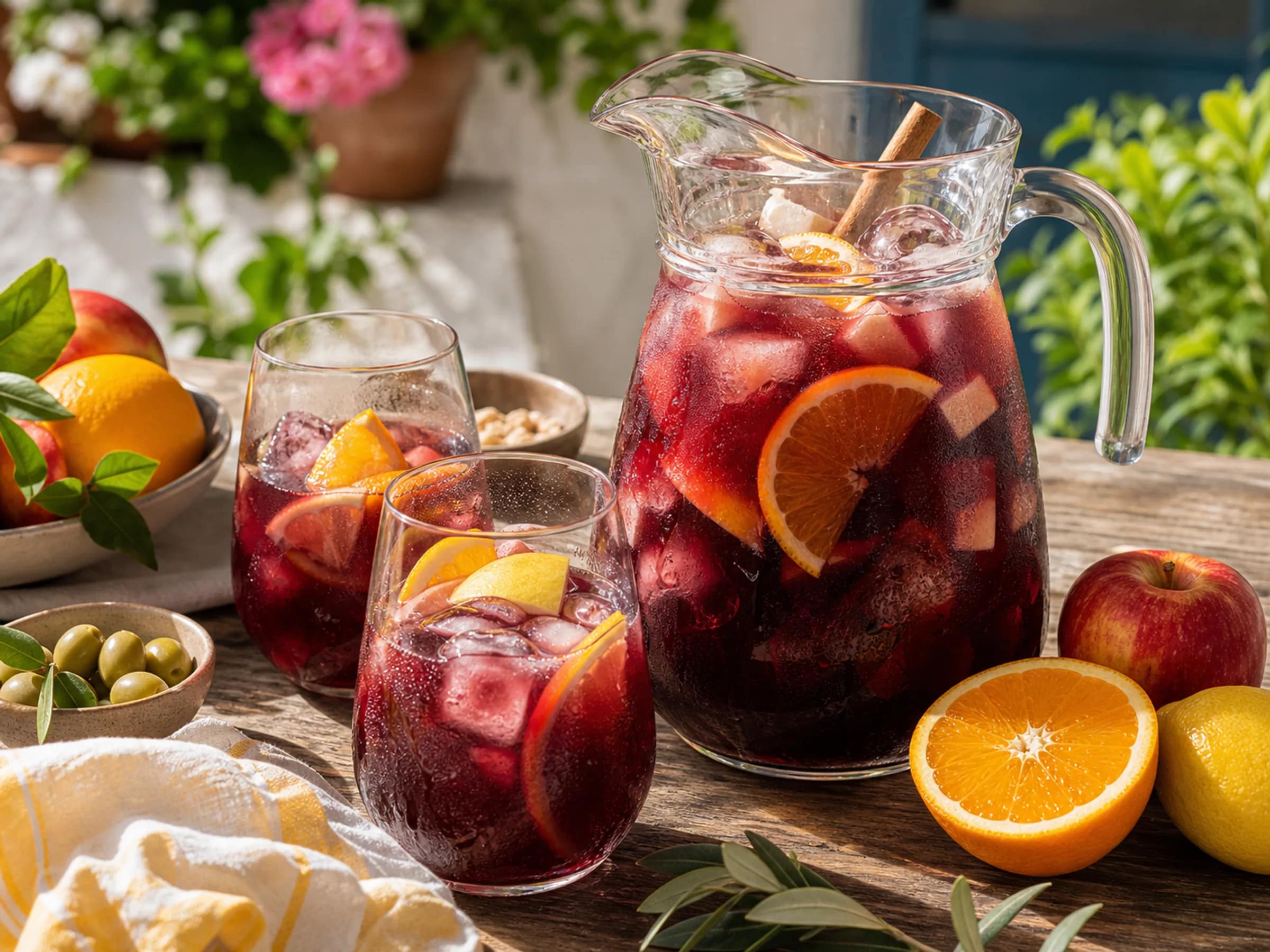 Spanische Sangria mit Rotwein und Obst