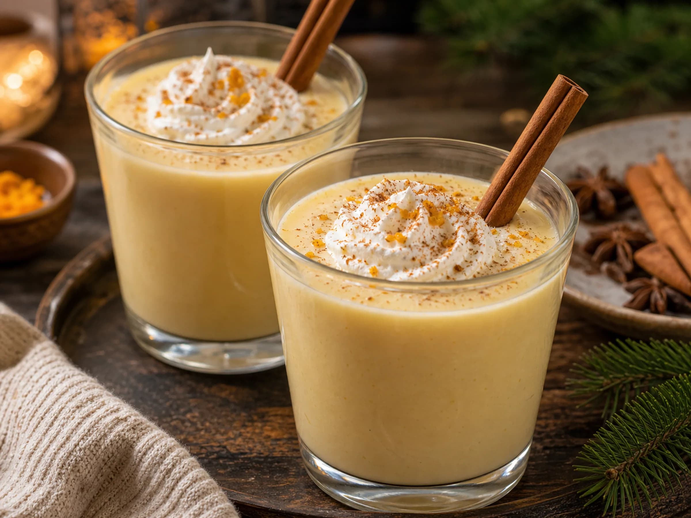 Eierpunsch mit Weißwein und Rum Rezeptfoto Eierpunsch mit Weißwein und Rum fertig angerichtet