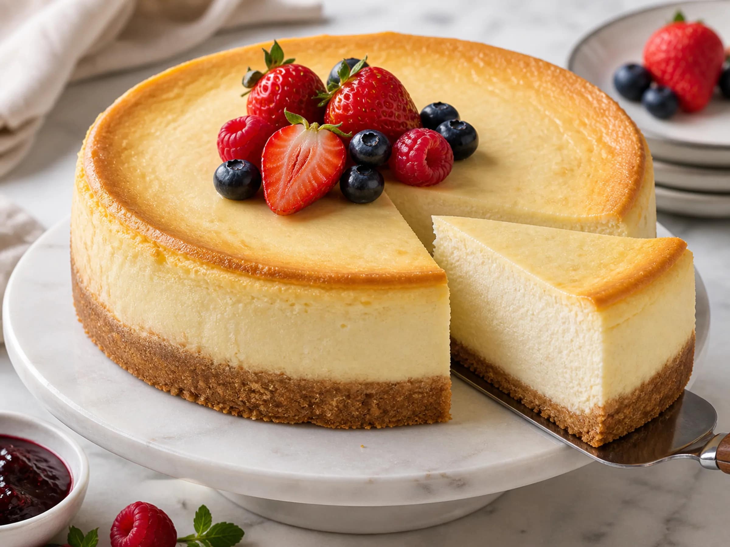 New York Cheesecake mit Keksboden