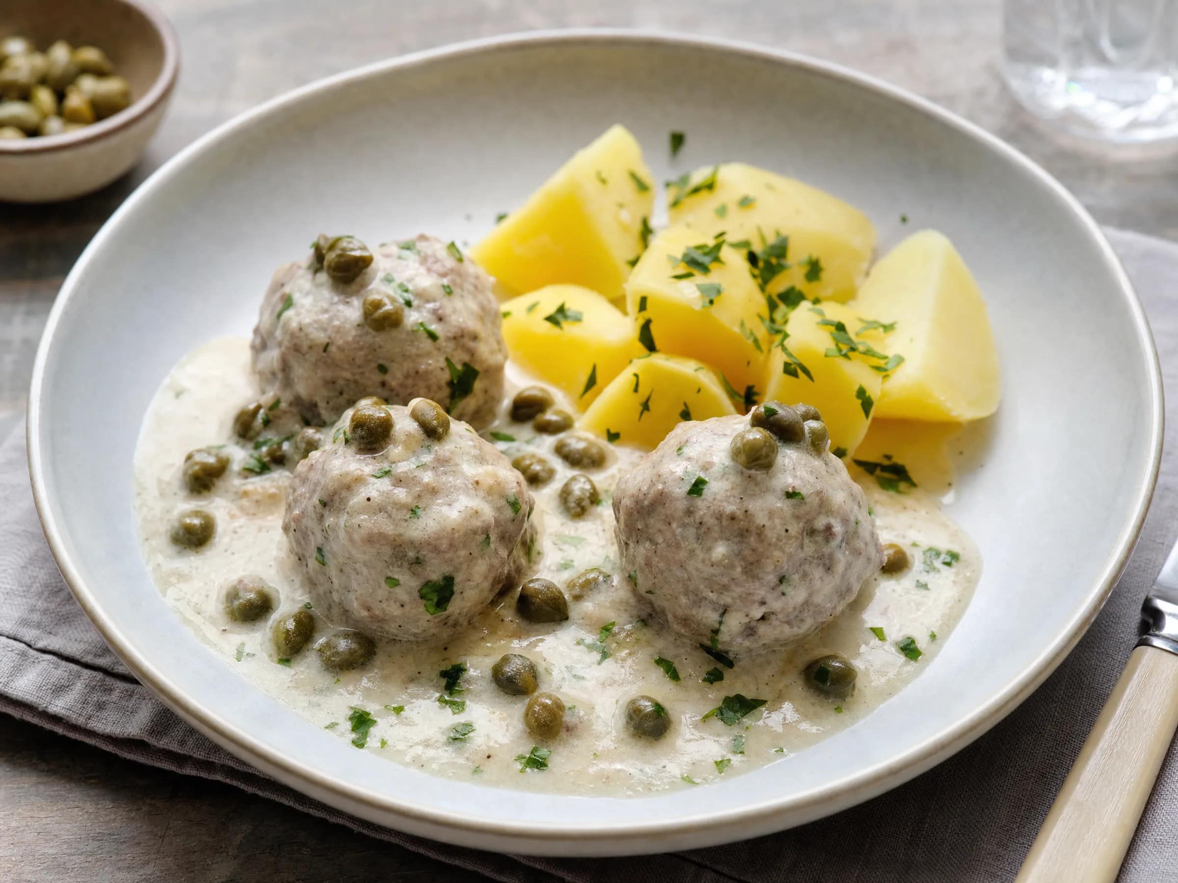 Königsberger Klopse mit heller Kapernsauce