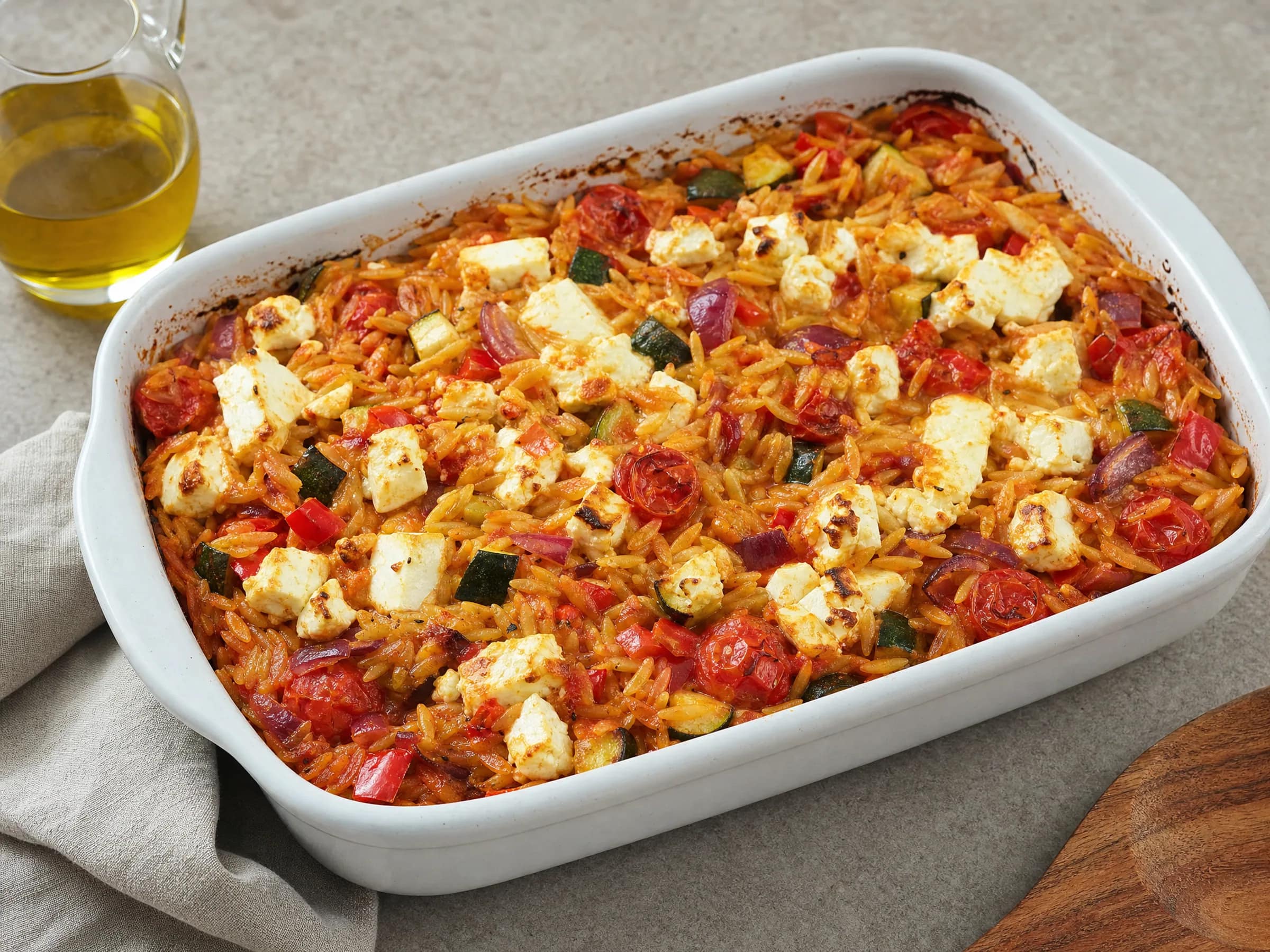 Kritharaki-Auflauf mit Feta – vegetarisch ohne Vorkochen