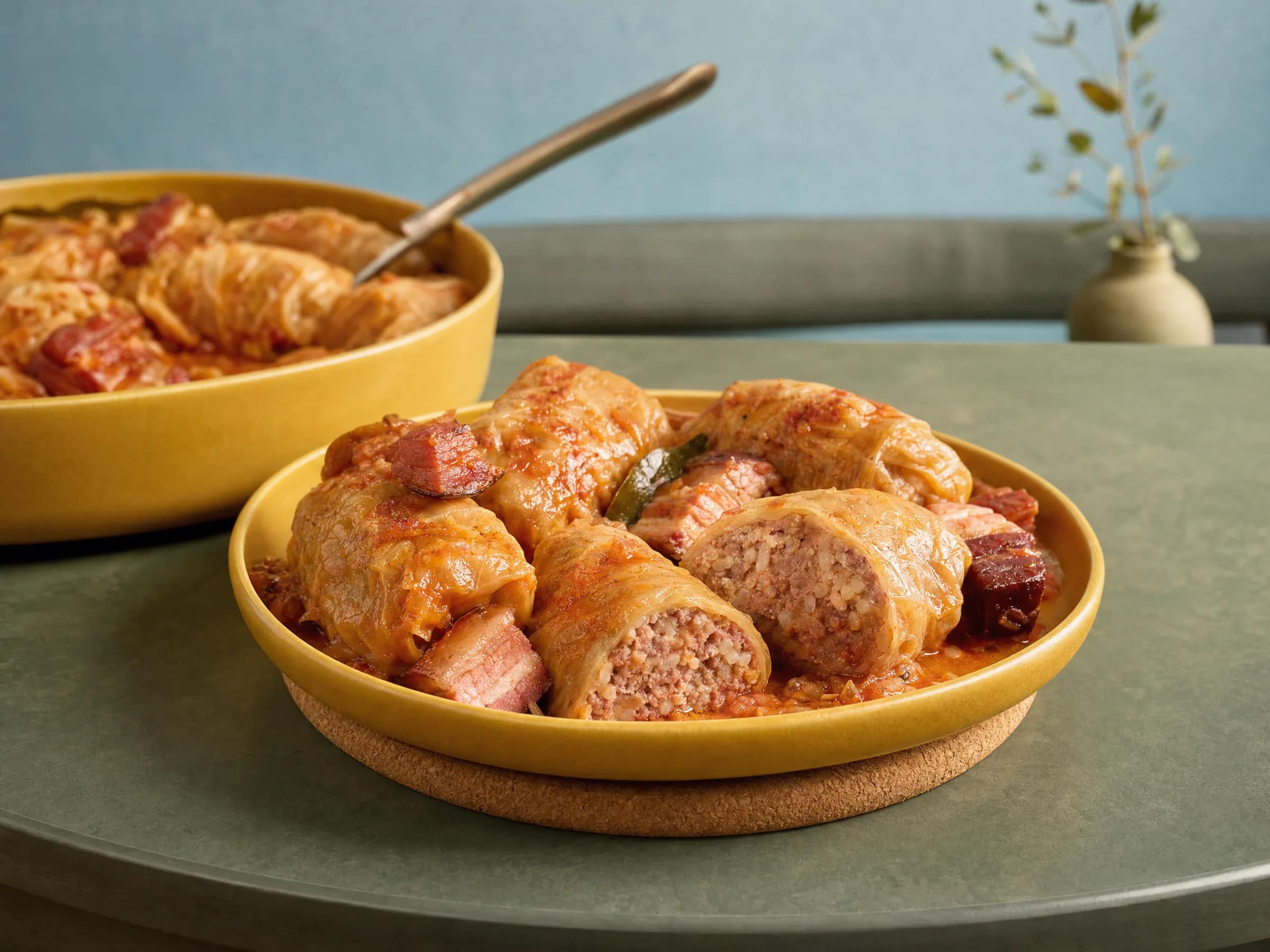 Kroatische Sarma aus Sauerkrautblättern mit Rauchfleisch