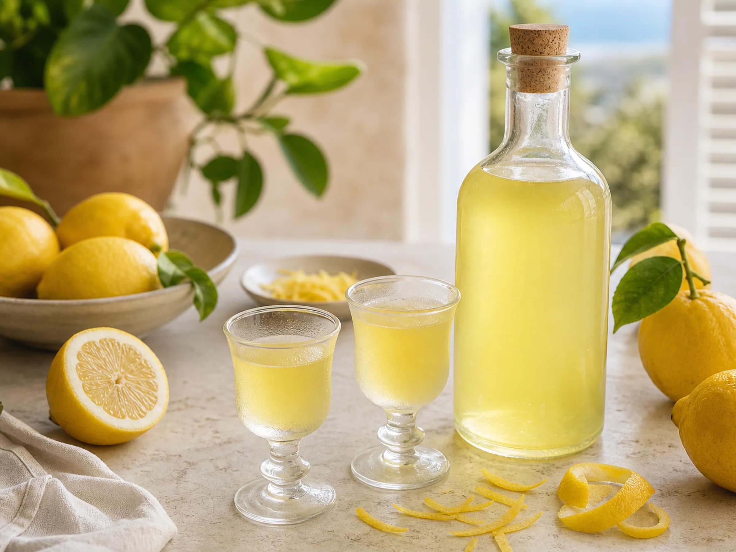 Limoncello mit Weingeist und Bio-Zitronen