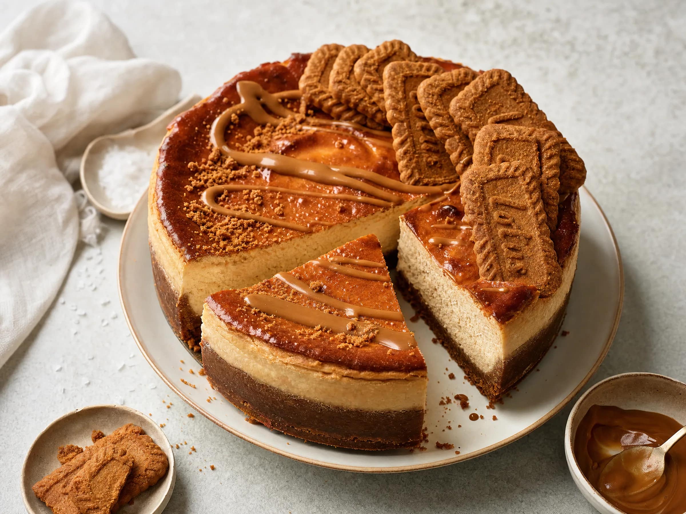 Gebackener Lotus Biscoff Cheesecake mit Keksboden