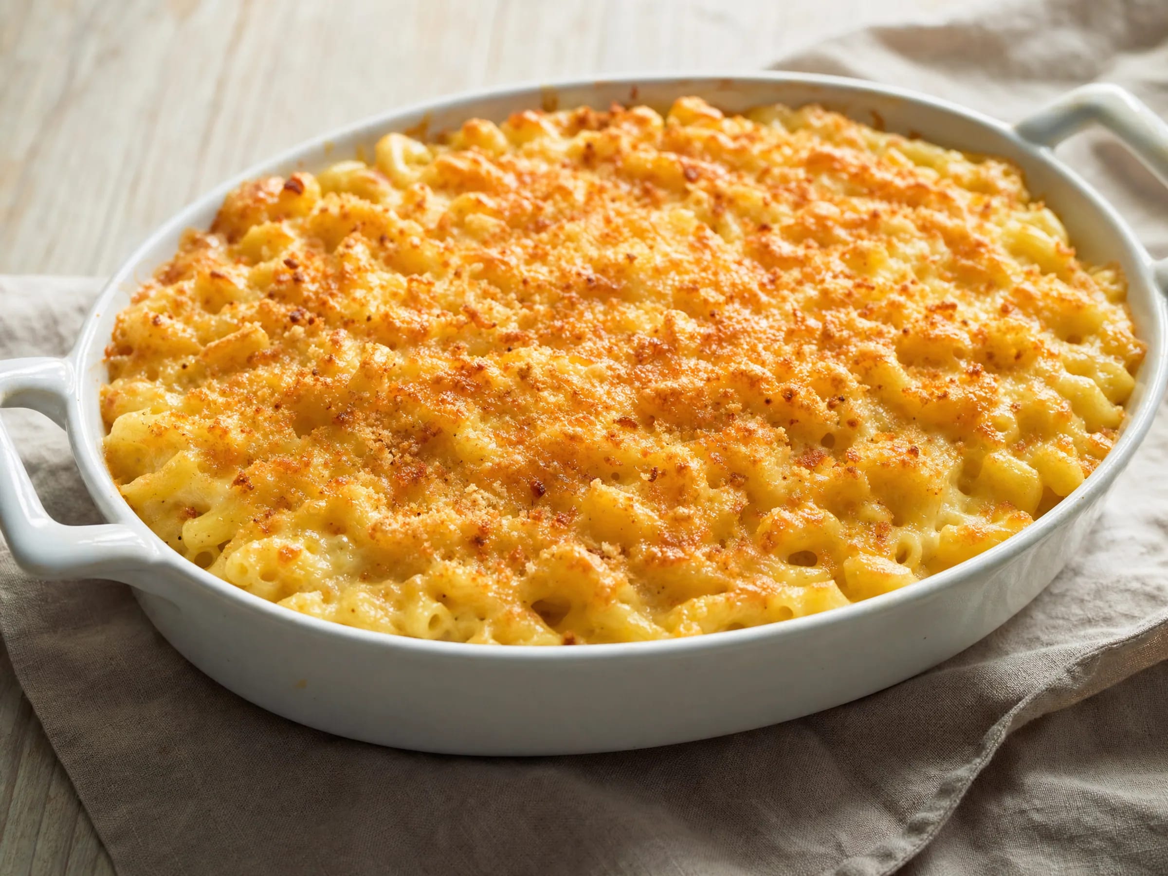 Makkaroni-Auflauf mit Käsesauce und Bröselkruste Rezeptfoto Makkaroni-Auflauf mit Käsesauce und Bröselkruste fertig angerichtet