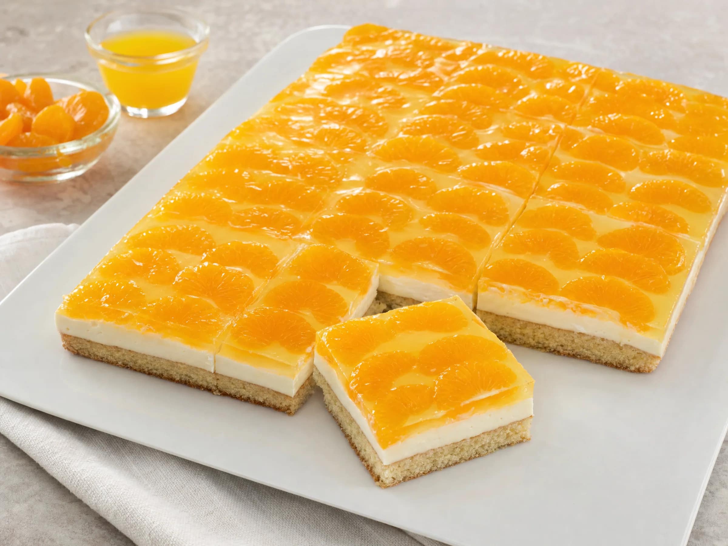 Mandarinen-Schmand-Kuchen vom Blech mit glatter Puddingcreme