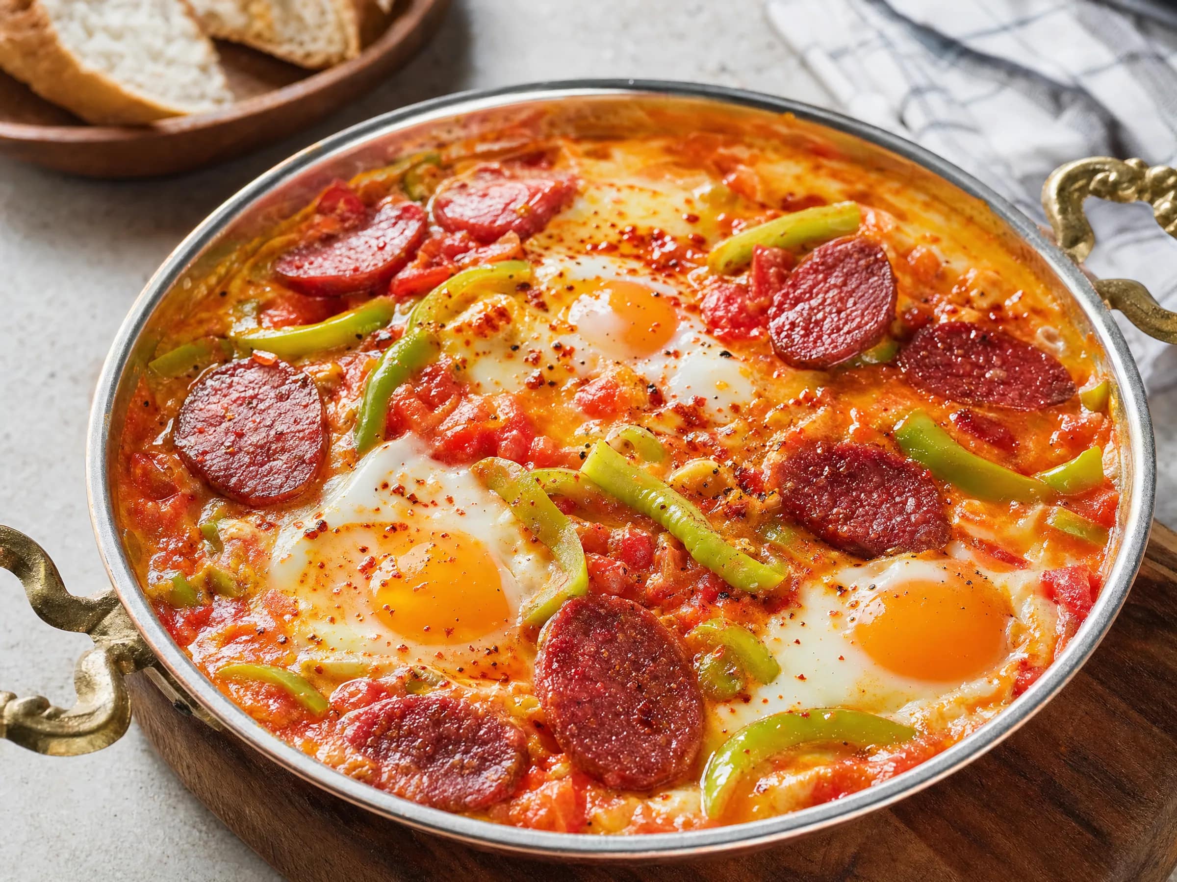 Menemen mit Sucuk – türkische Eierpfanne