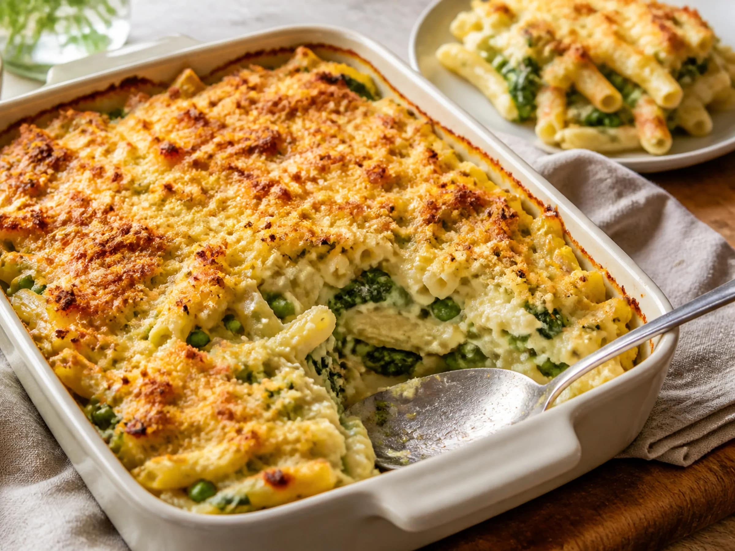 Nudelauflauf mit Ei und Gemüse Rezeptfoto Nudelauflauf mit Ei und Gemüse fertig angerichtet