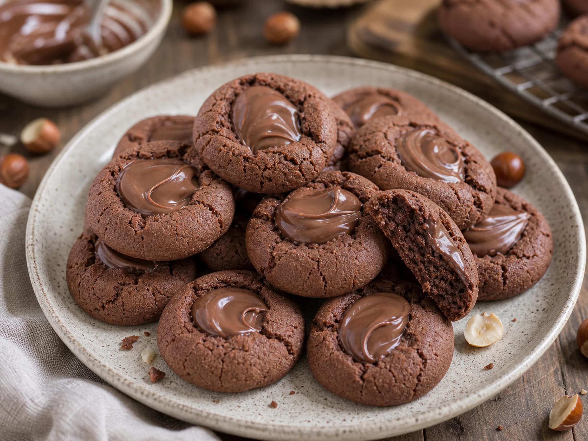 Nutella-Plätzchen – rissig mit weichem Kern