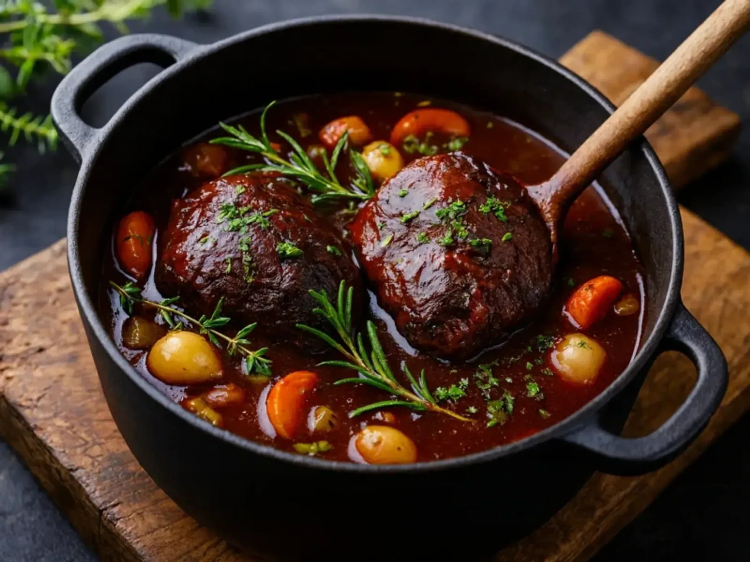 Ochsenbäckchen in Rotweinsauce