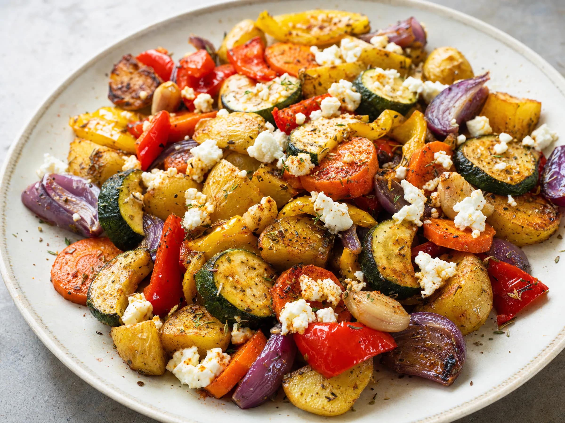 Ofengemüse vom Blech mit optionalem Feta