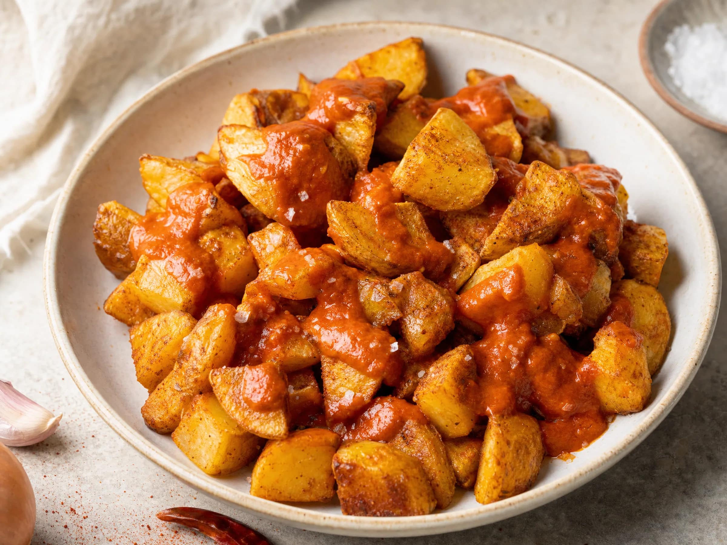 Patatas Bravas aus dem Ofen mit Bravas-Sauce